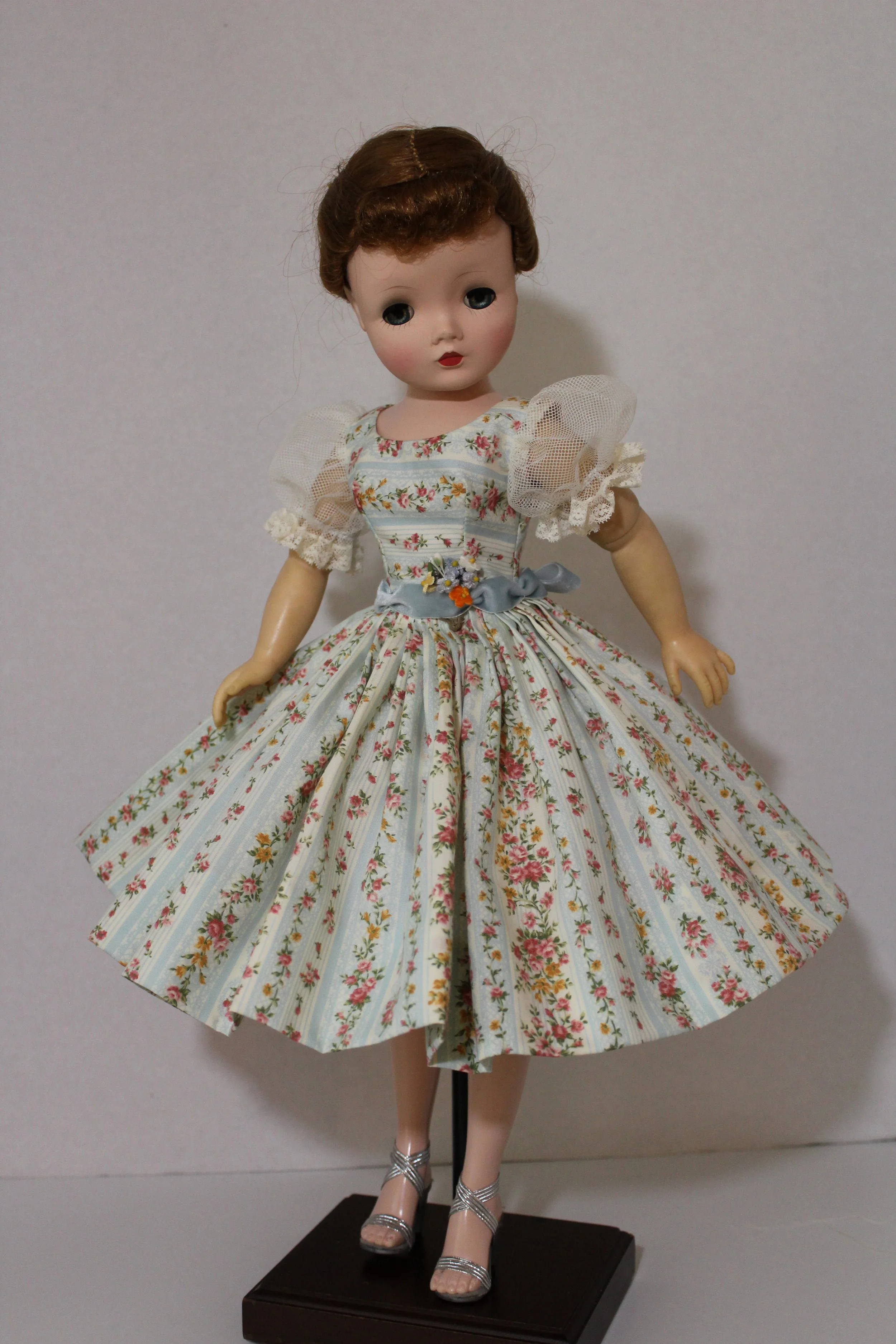 Blue Puffed Sleeve "Wallpaper" Style Print Dress for Cissy *FREE Ship*