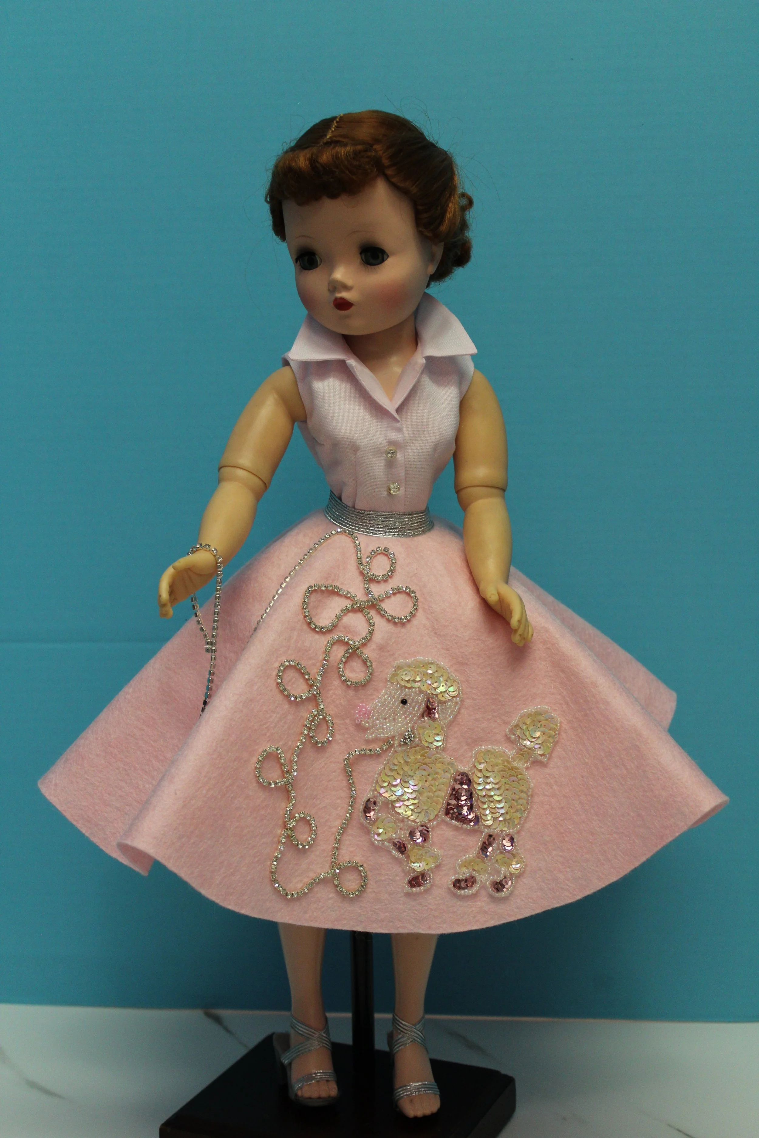 Retro Style Pink Felt Poodle Skirt & Cotton Pique Blouse for Cissy