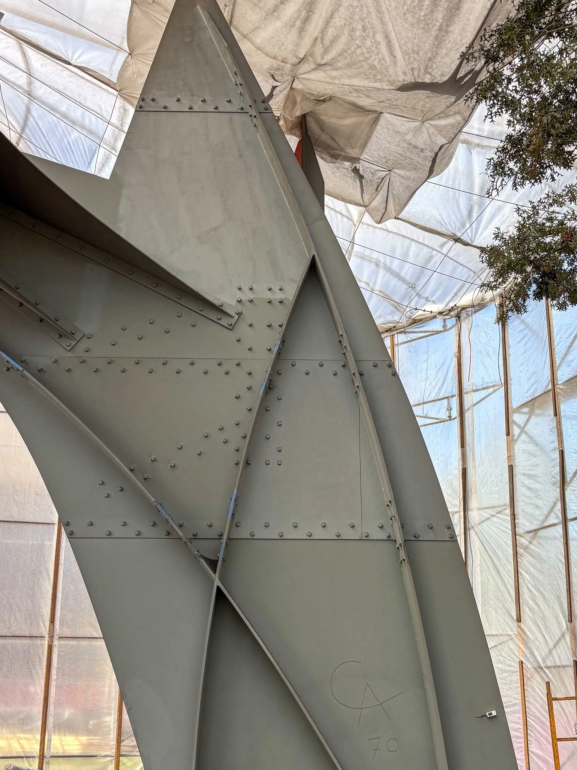 During sandblasting and coat of zinc rich primer