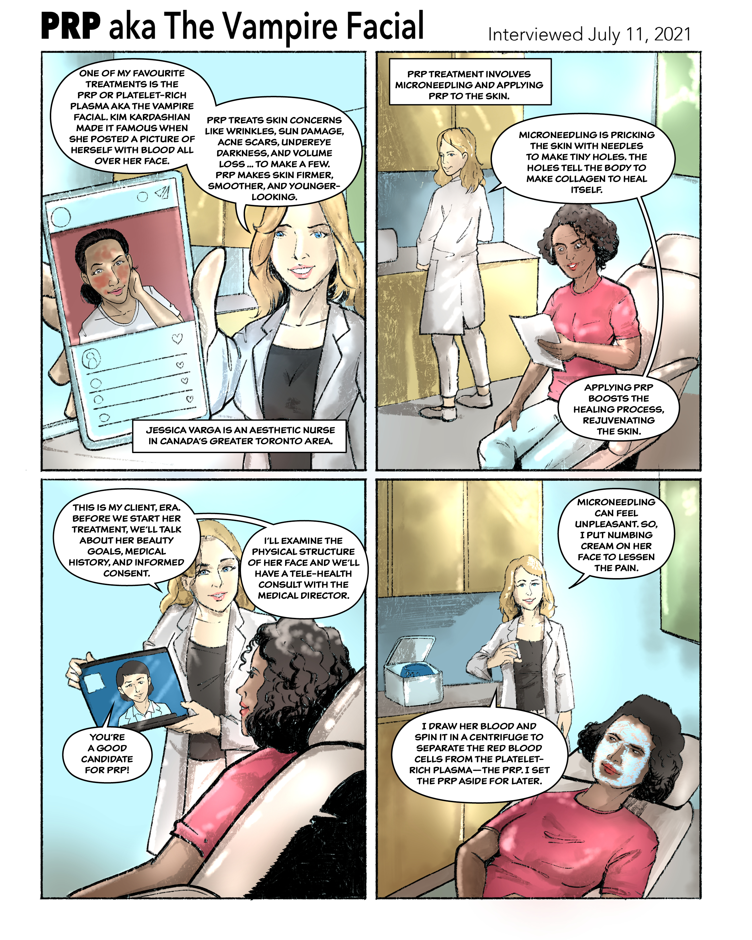Graphic Medicine about the Platelet-Rich Plasma treatment aka Vampire Facial - to read more, go to my blog