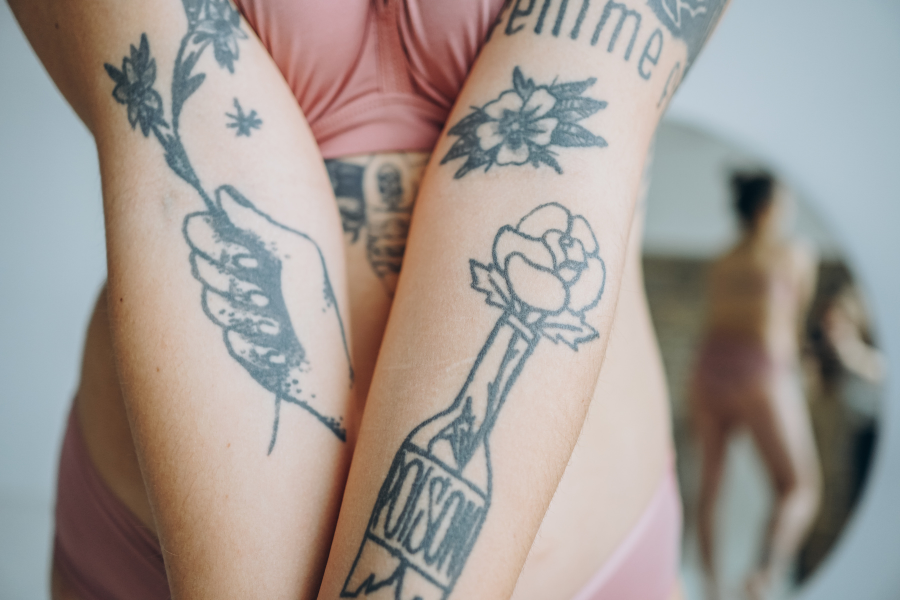 Tattoos arms.