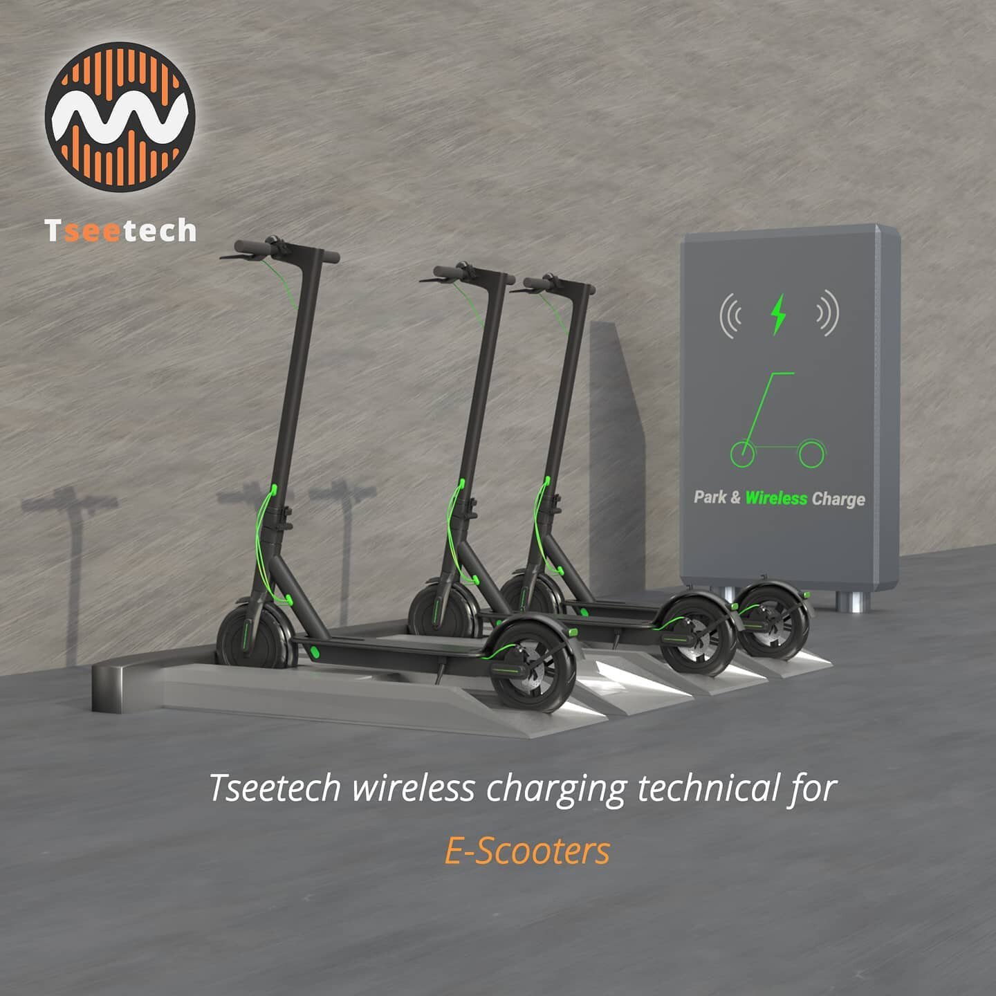 Shared electric scooters are becoming an essential part in our daily life. Everyone has experienced low-battery-anxiety when the nearest charging point is 1.5 miles aways. 
With the Tseetech new wireless charging method, just park &amp; charge, no mo
