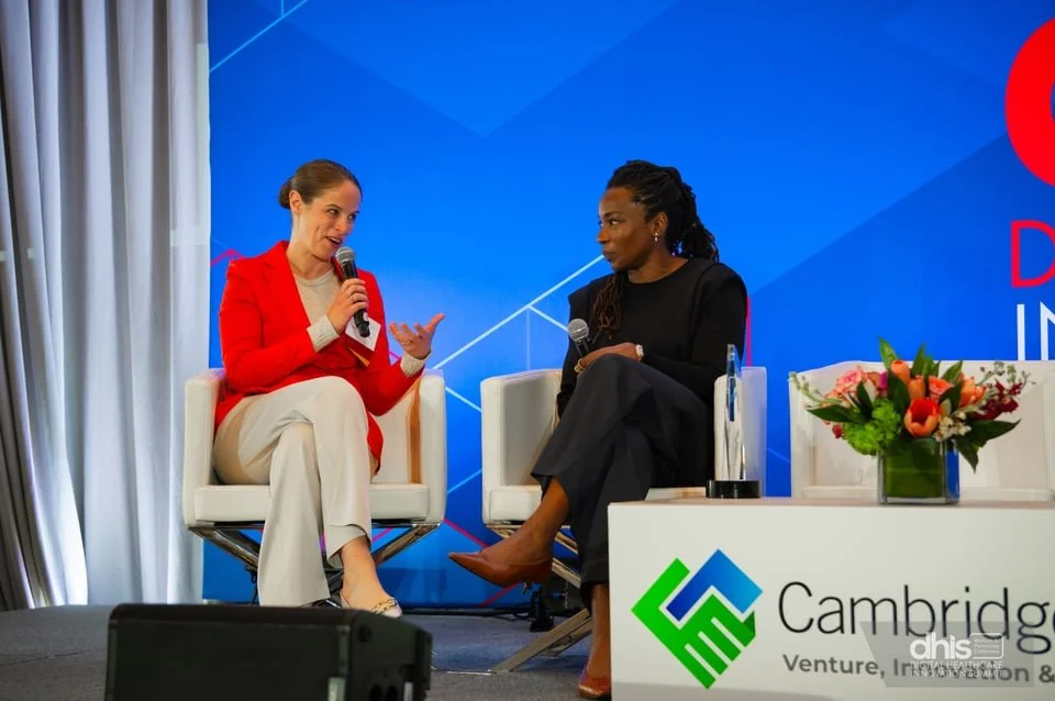 Toyin Ajayi and Caitlin Donovan on stage at the Digital Health Innovation Summit, Boston, April 2026