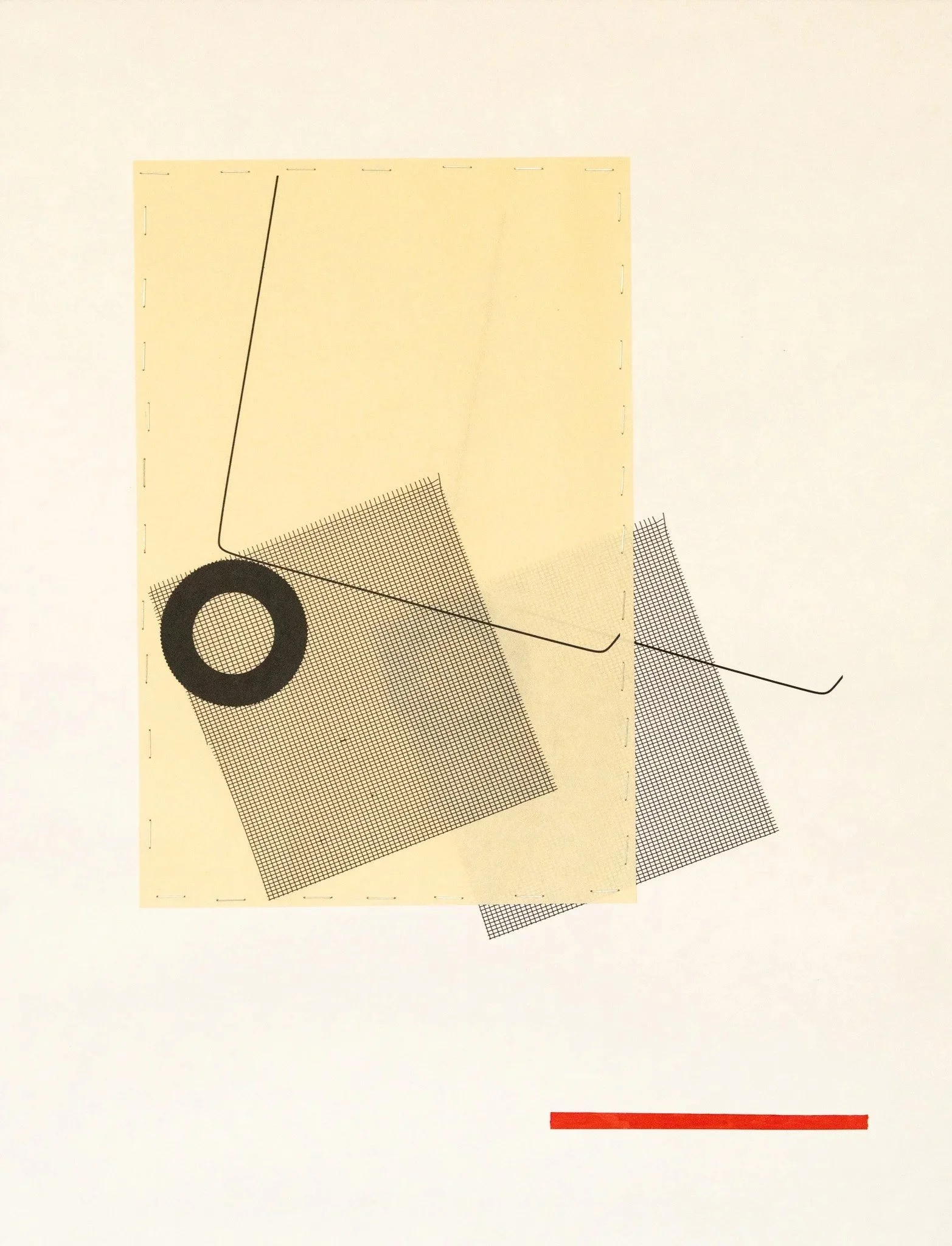 transmission (17x22) archival pigment on washi paper with linen tape, wax pastel, ad staples /2026/ 1 of 1 