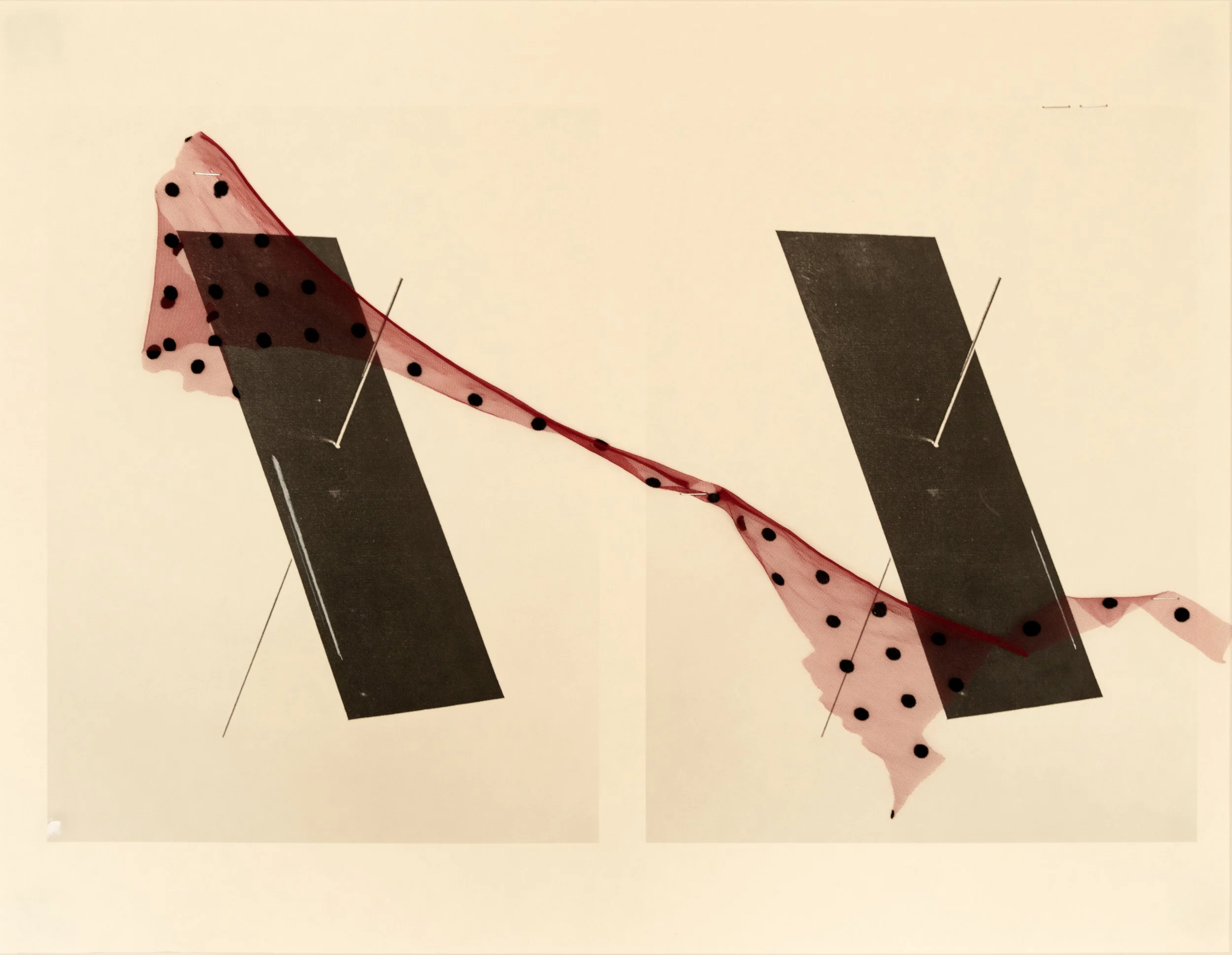 we began naming the shadows (17x22) archival pigment on washi paper with fabric and staples /2026/ 1 of 1