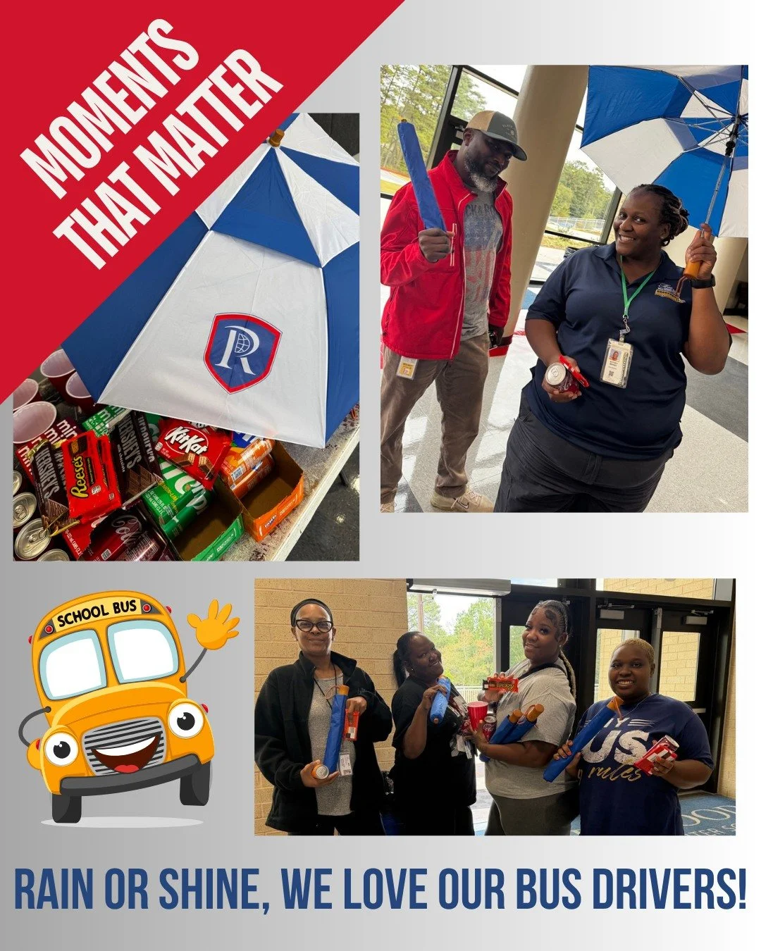 Celebrating our amazing bus drivers is another Moment that Matters at Riverwood! Every day, they ensure our students get to and from school safely — rain or shine.
We’re deeply grateful to our PTSA members and generous donors who make mo