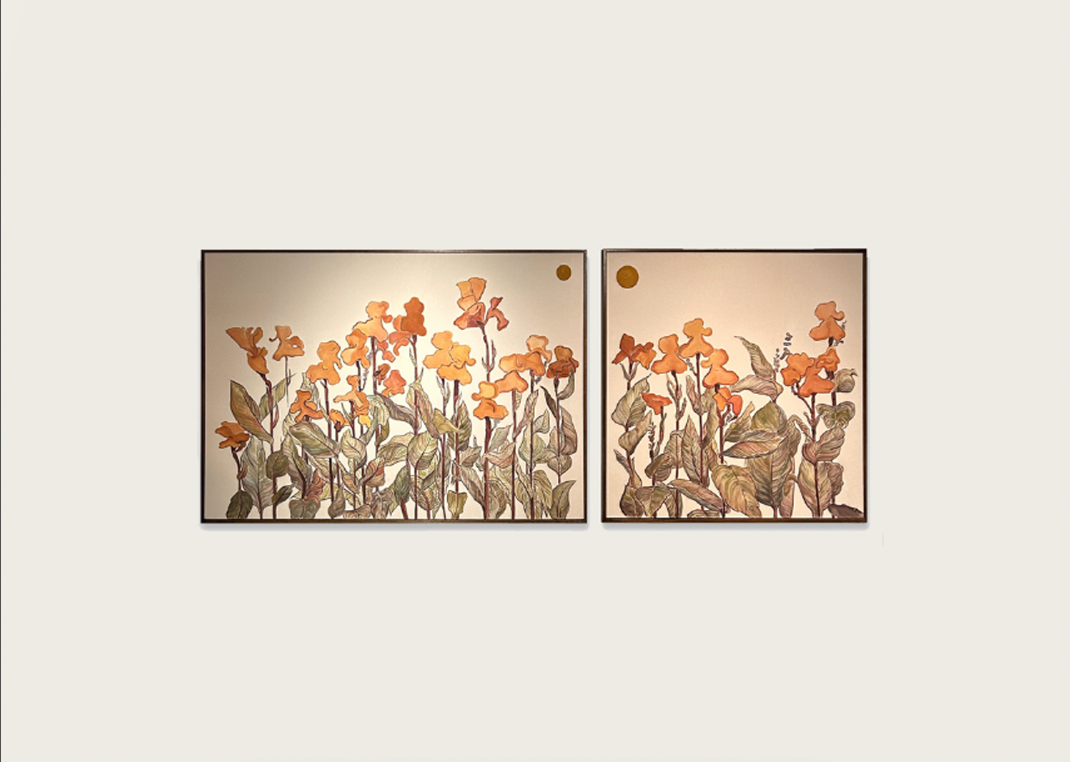 Canna Jungle Diptych Painting