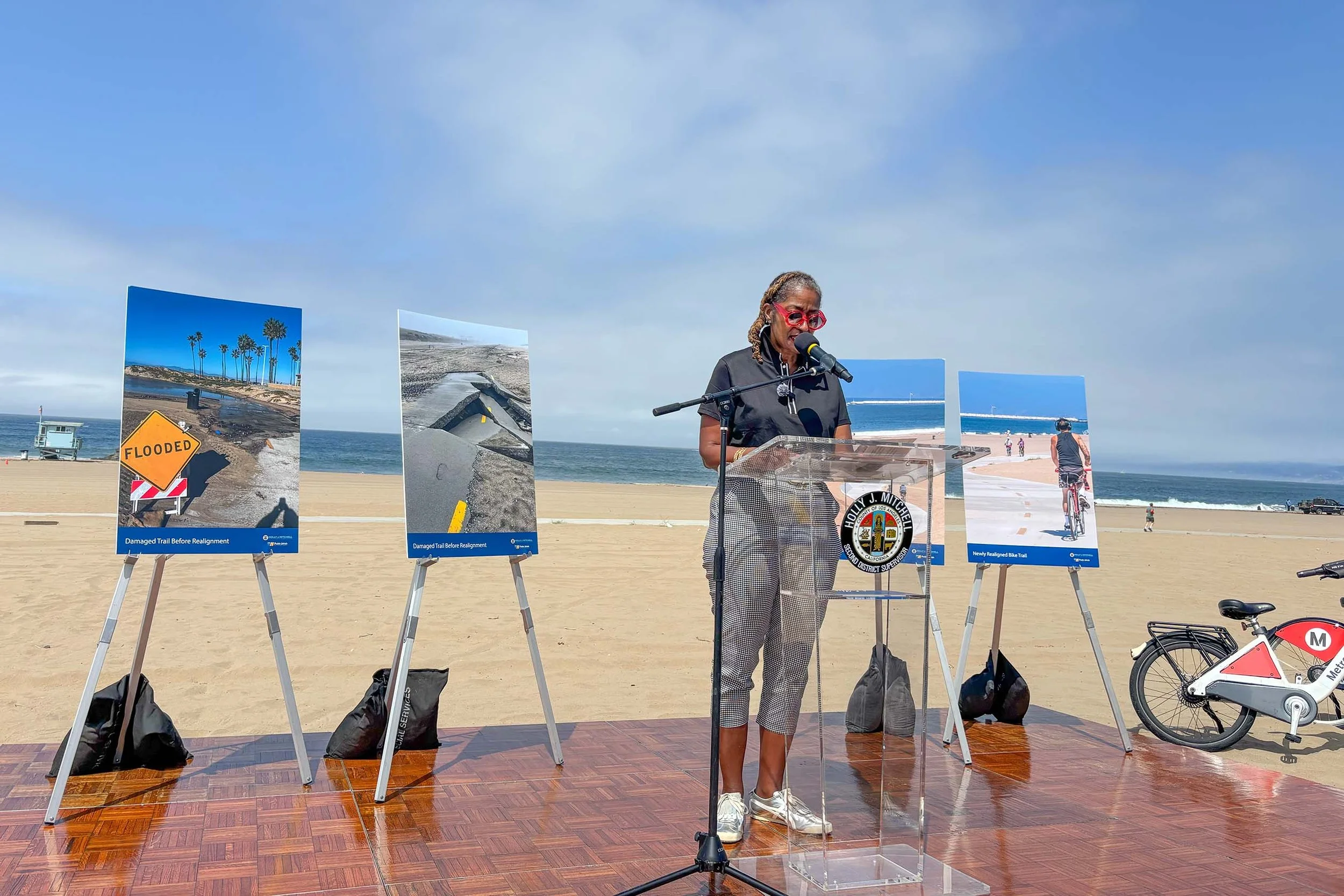 Supervisor Holly Mitchell speaking at Press Conference