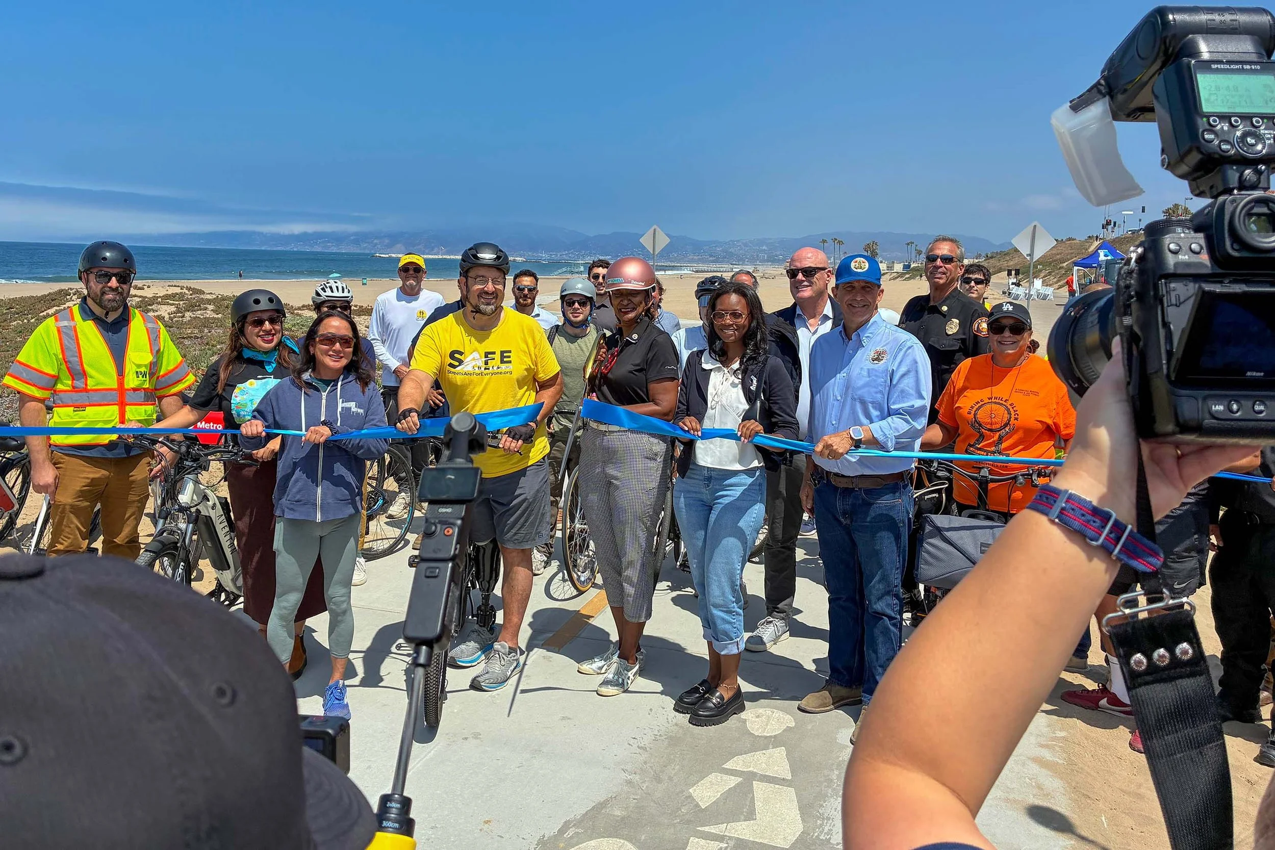 Ribbon cutting ceremony at Marvin Braude Beach Bike Path
