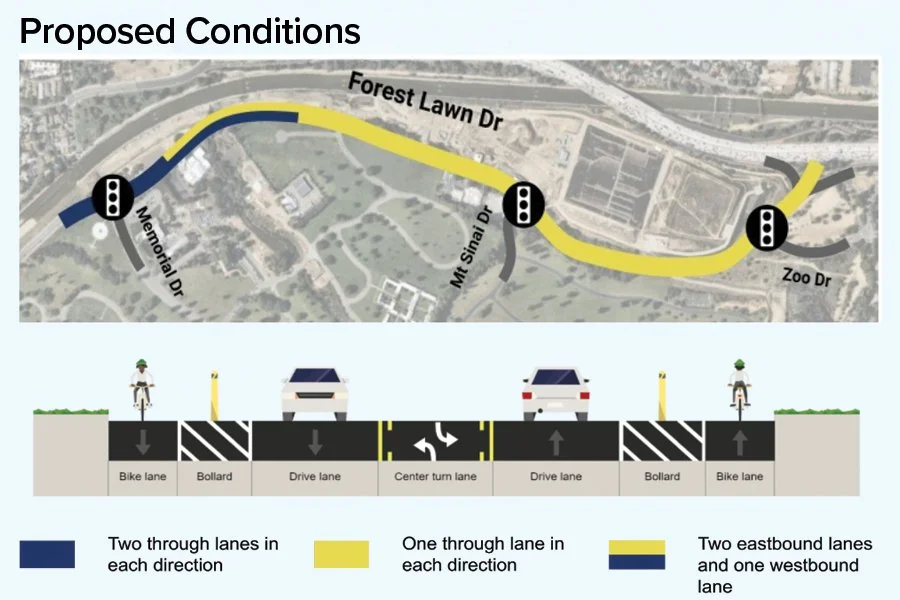 Image showing proposed changes to the engineering of Forest Lawn Drive.
