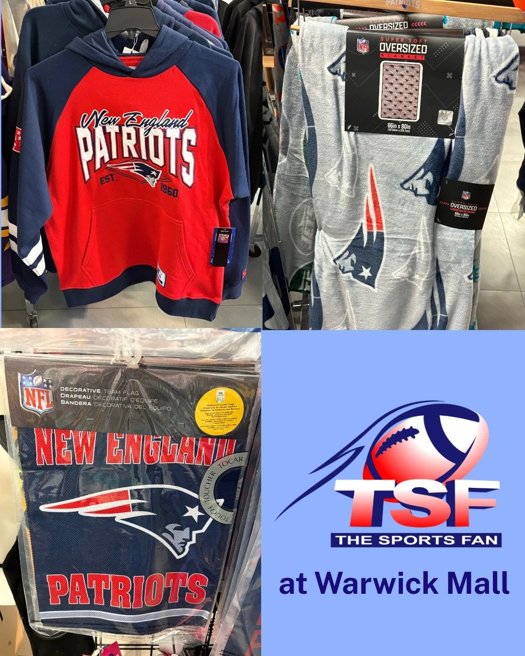 🏈 Calling all Football fans! The Sports Fan at Warwick Mall has all the NFL merch you need to cheer your team in style, Patriots gear included. 💙 ❤️ 

Don&rsquo;t miss out on 10% off Patriots merch just in time for the big game this Sunday! Find Th