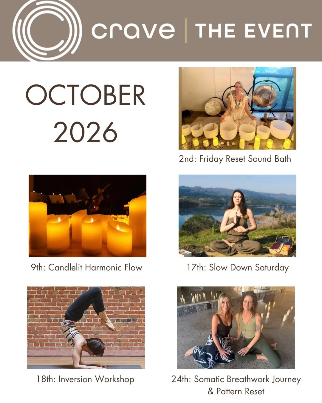 Hello Crave Yogis,

What does your practice call for this month? We got you covered from rest and relaxation to exploring your practice upside down and inside out with Helena&rsquo;s breath work workshop.

#yogacommunitylove #bayareayogateacher #baya