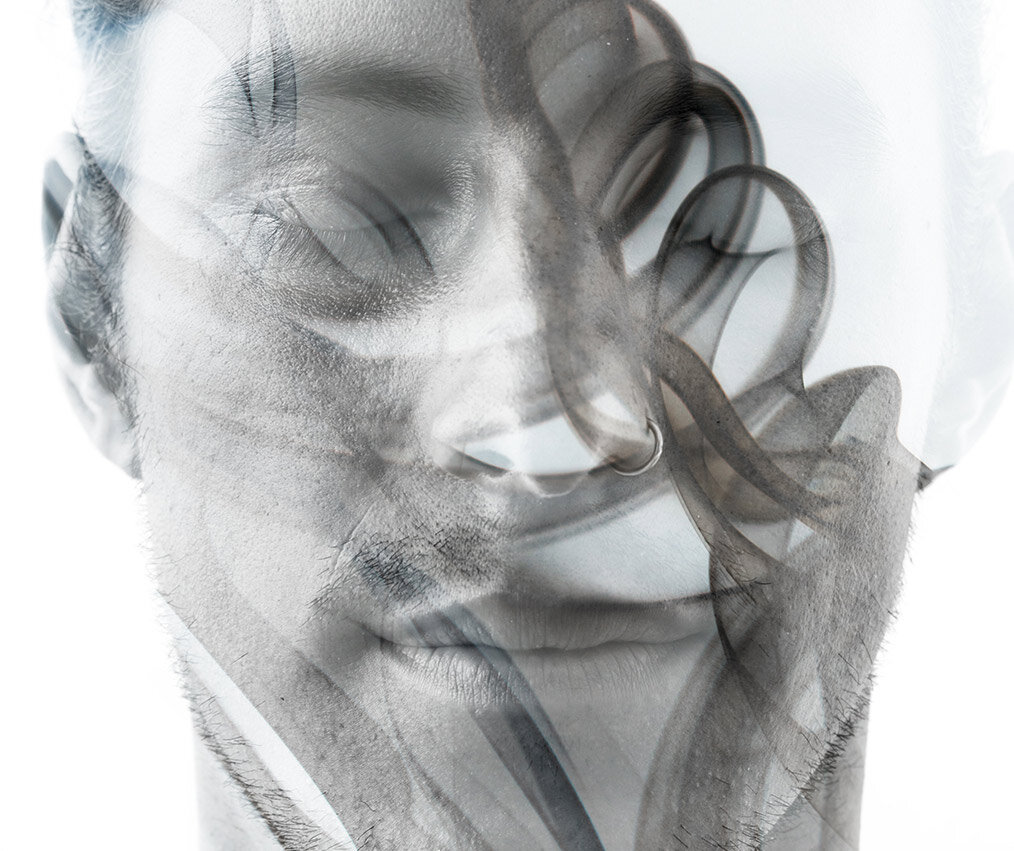 An artistic photo of a man’s head