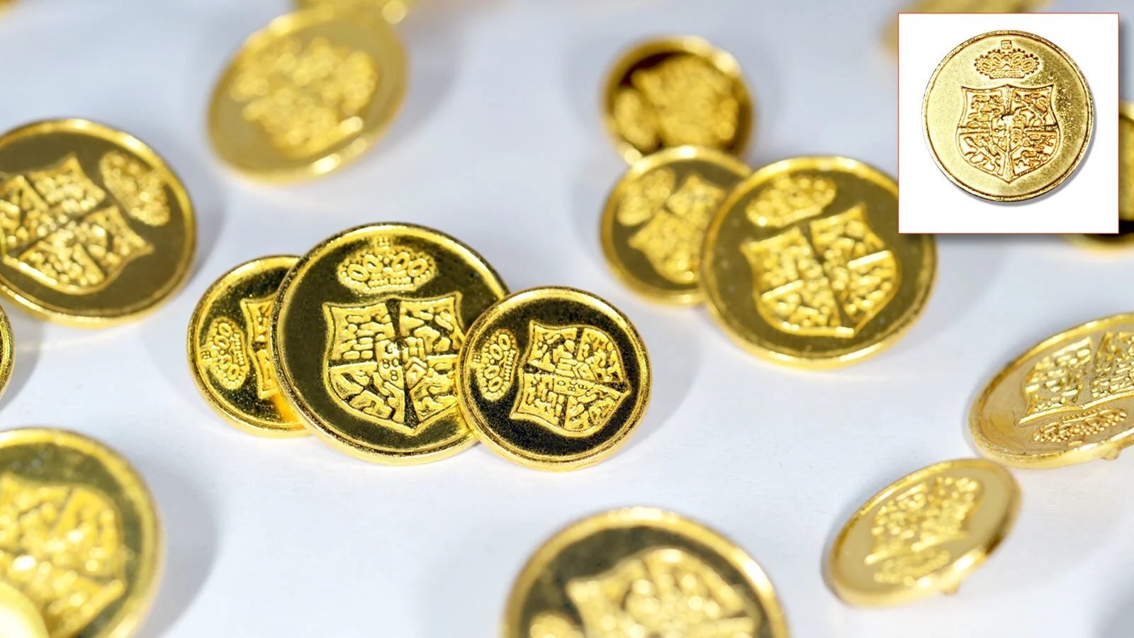 absolute-magic.com - Die Cast Metal "W186" Blazer Buttons (Gold Colour) Set (in 3L/7S or 4L/8S)