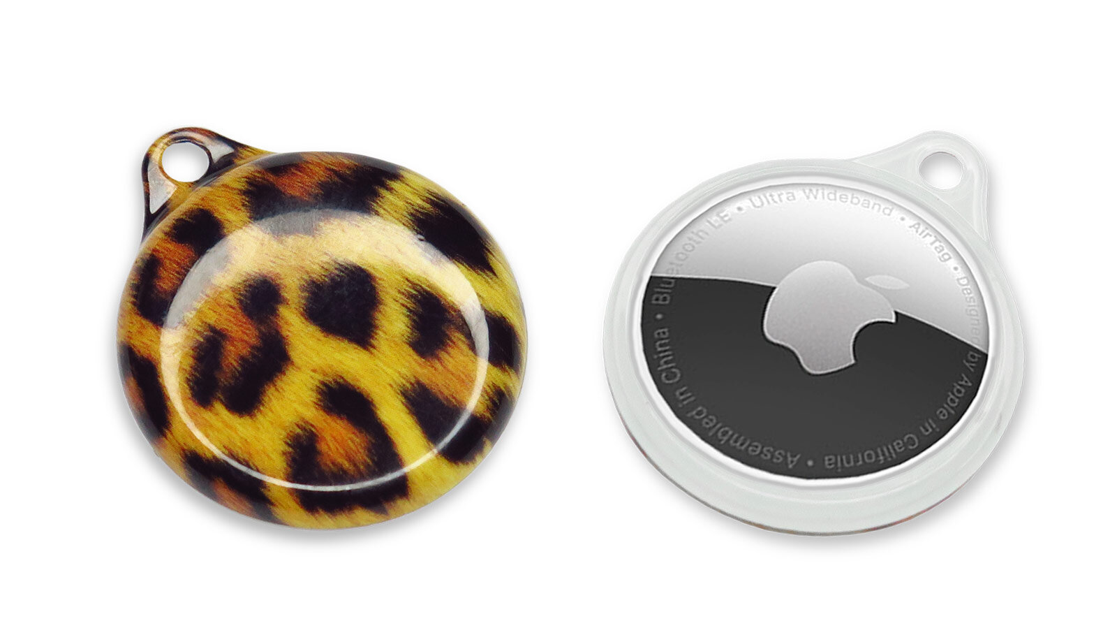 absolute-magic.com - Pair of Fun Novelty Leopard Patterned Shell/Skin for Apple AirTag with Keyring