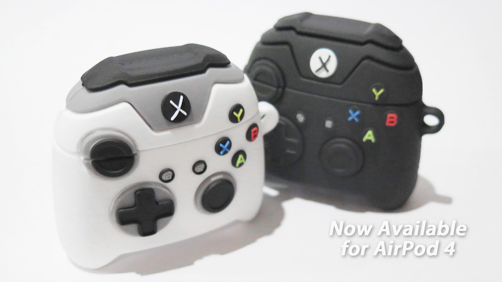 Fun Novelty XGames Controller Silicone Rubber Case for the Newly Released Apple AirPod "4" (Available in White or Black)