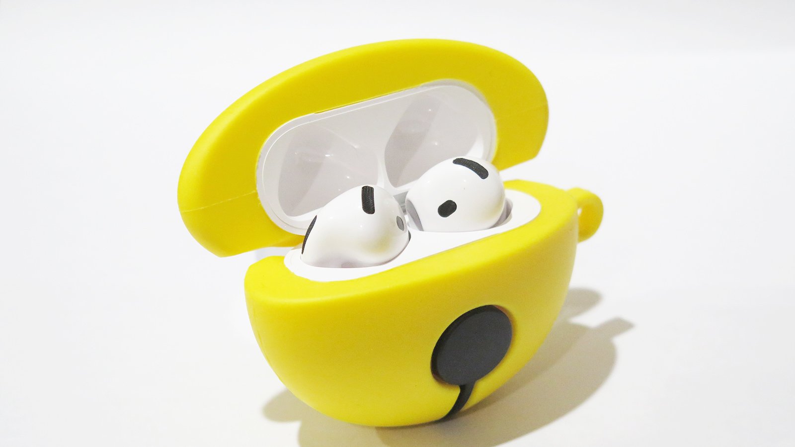 Fun & Cute Cartoon 3D "Catbell" for AirPods 4 (4th Generation) Silicone Rubber Protective Case with Karabiner Keyring