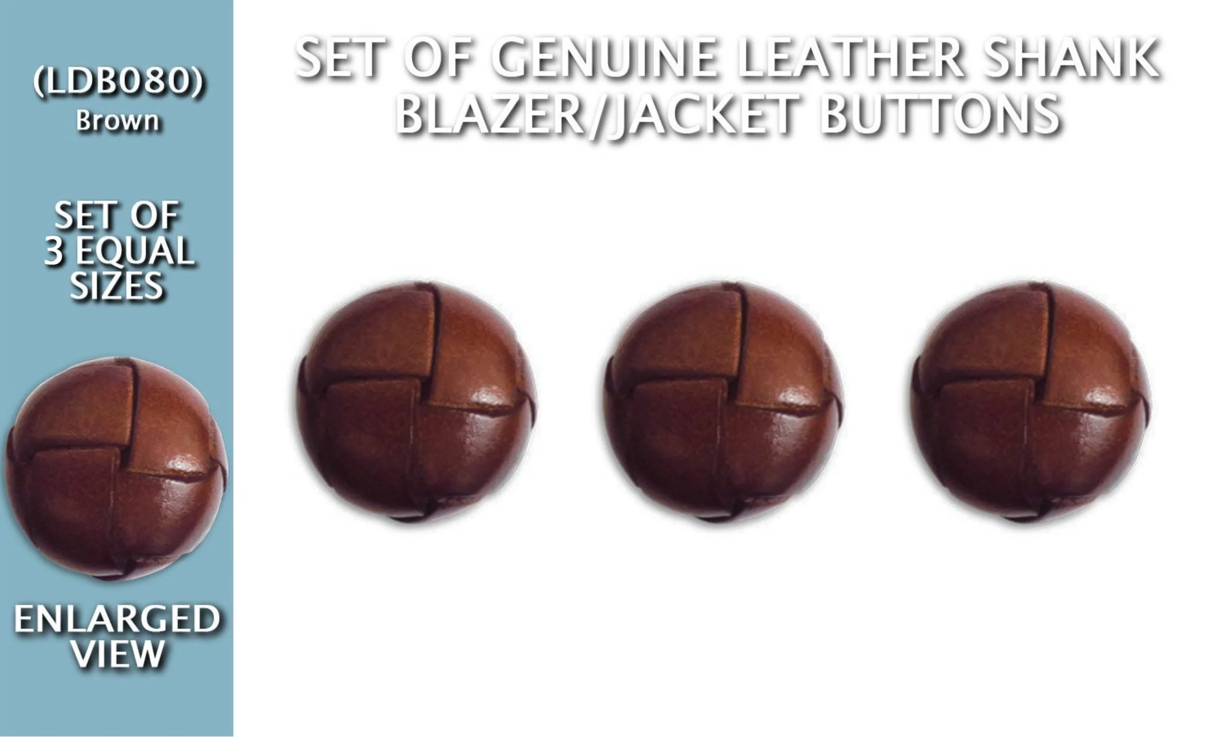 absolute-magic.com - Genuine Leather Shank Jacket Buttons (Brown) Available in Various Pack Quantity