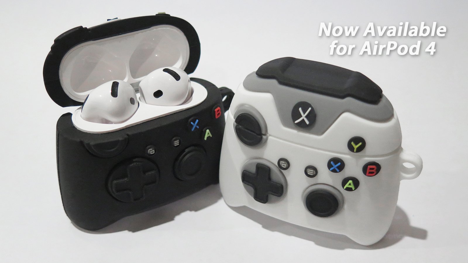 absolute-magic.com - Novelty XGames Controller Silicone Rubber Case for the Newly Released Apple AirPod "4" (Available in White or Black)
