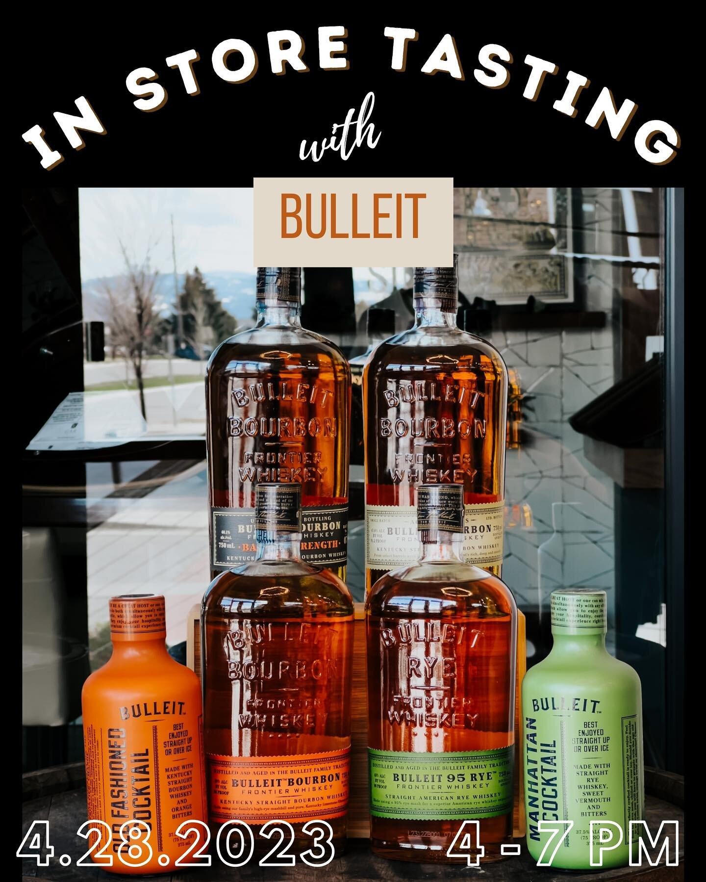 In store tasting this Friday (April 28th) featuring @bulleit! Mark you calendar and swing by 4-7pm for a free sample of their product line, grab a cocktail in the bar, and stock up for the weekend in the liquor store! ☀️ 🥃