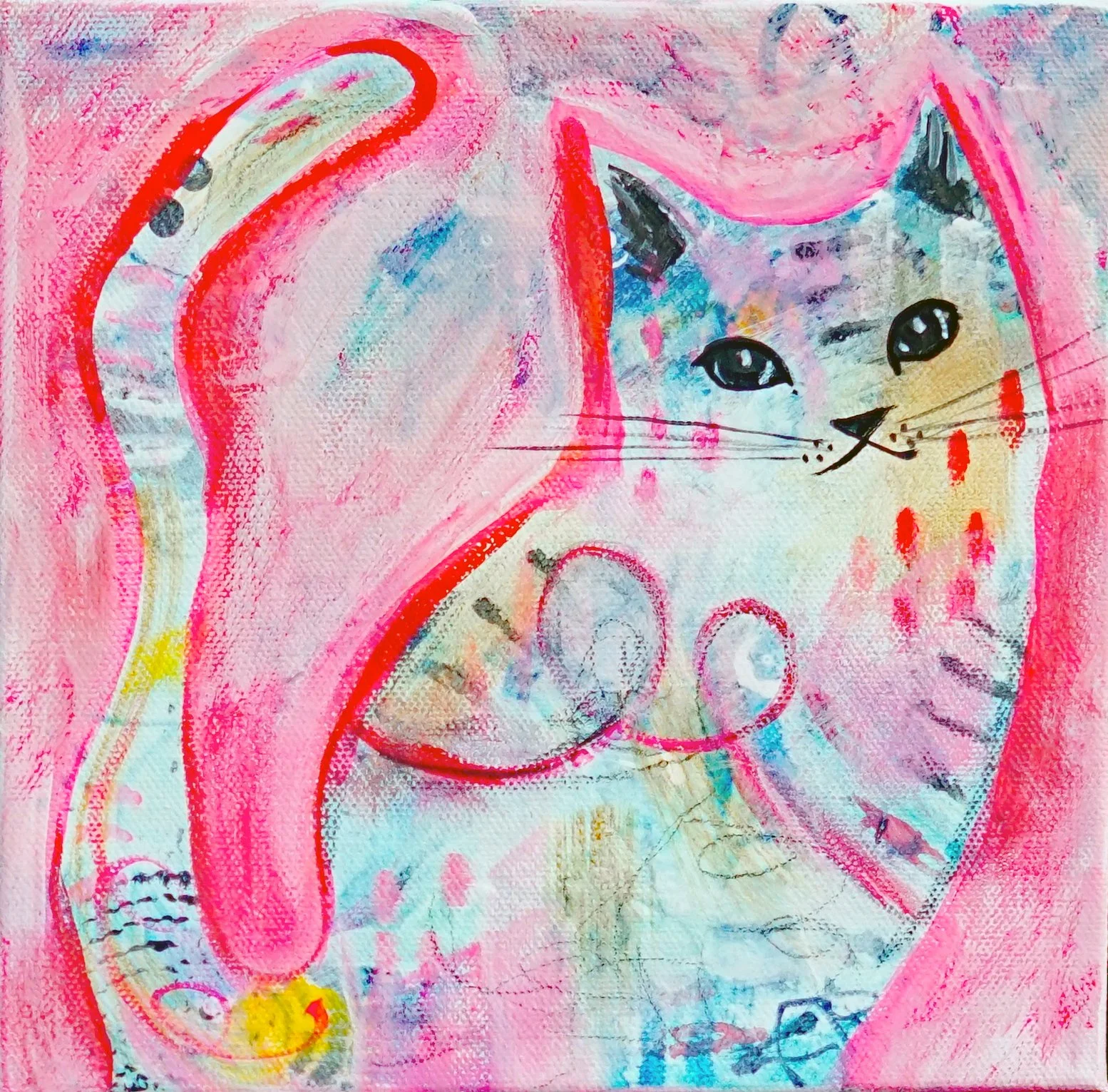 tiny ghost kitten original painting (Copy)