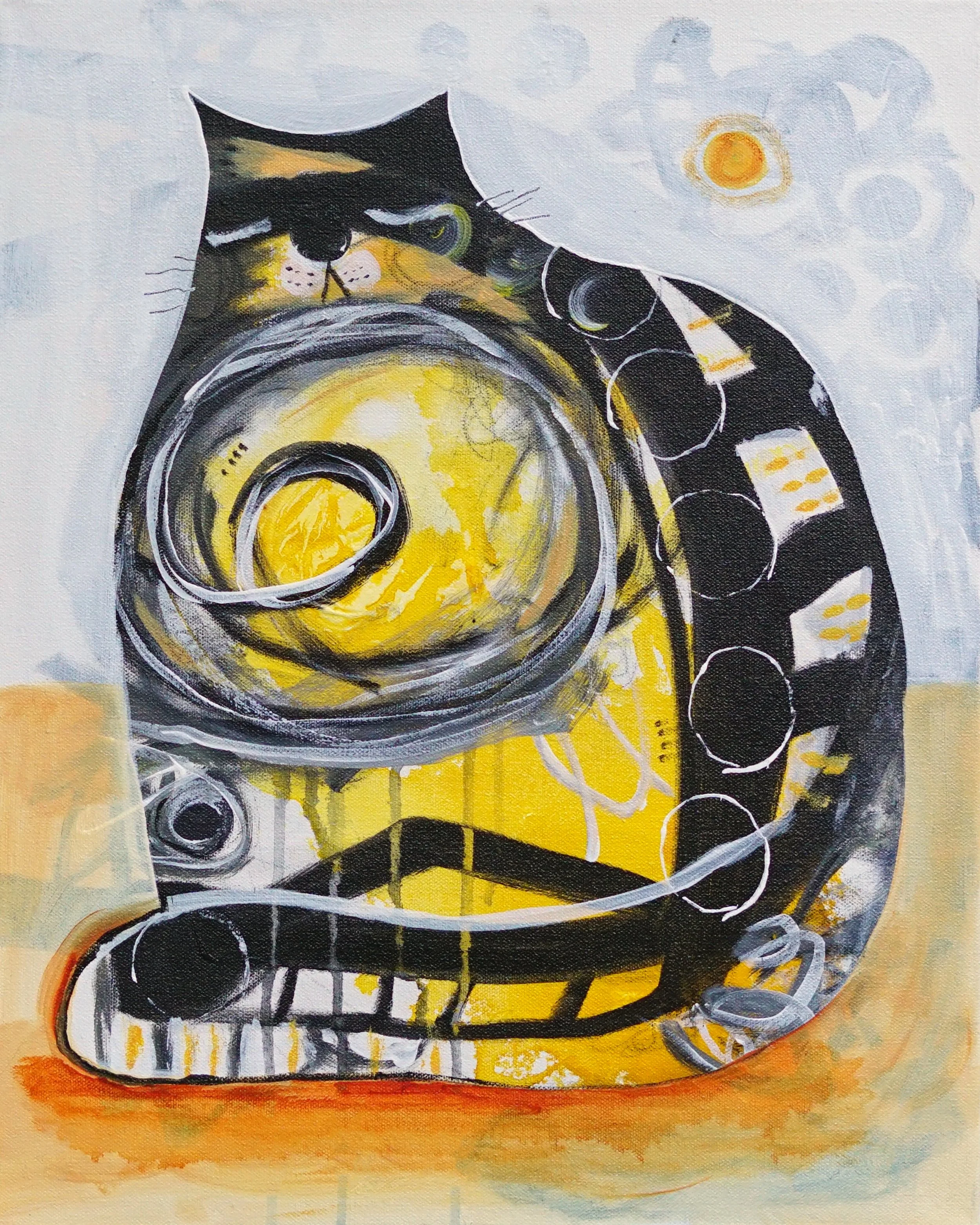 abstract art cat painting teaches sun therapy