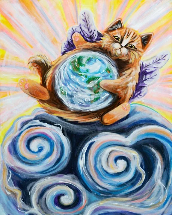 "Earth Guardian Cat" Original Painting