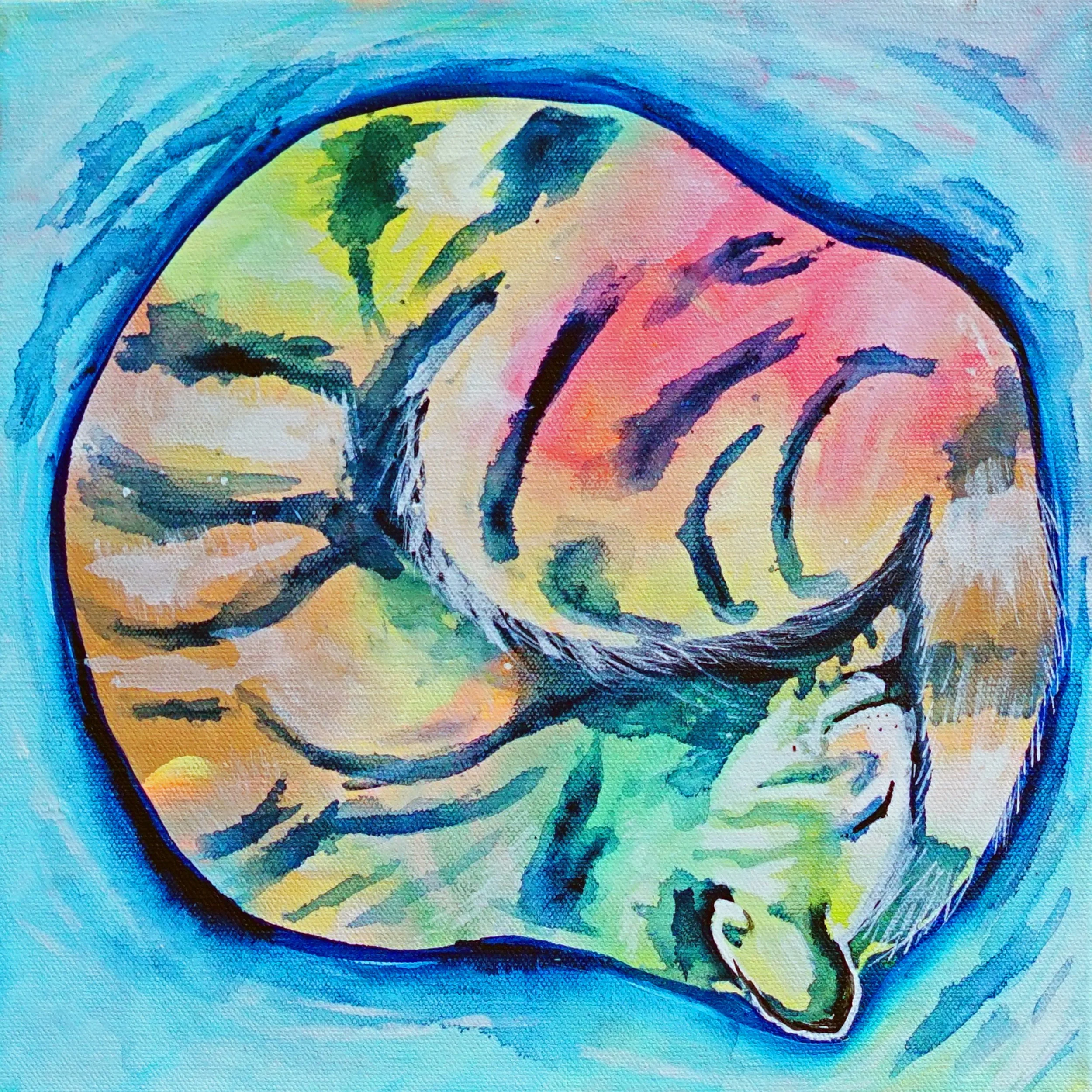 comfortable in my own skin cat painting
