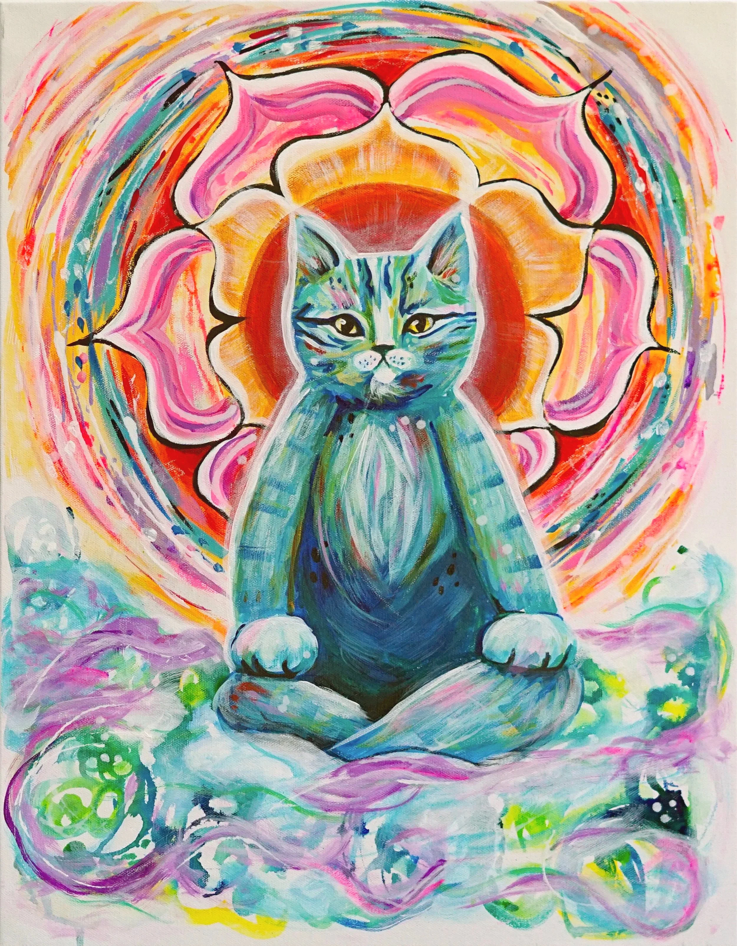 buddha cat painting original