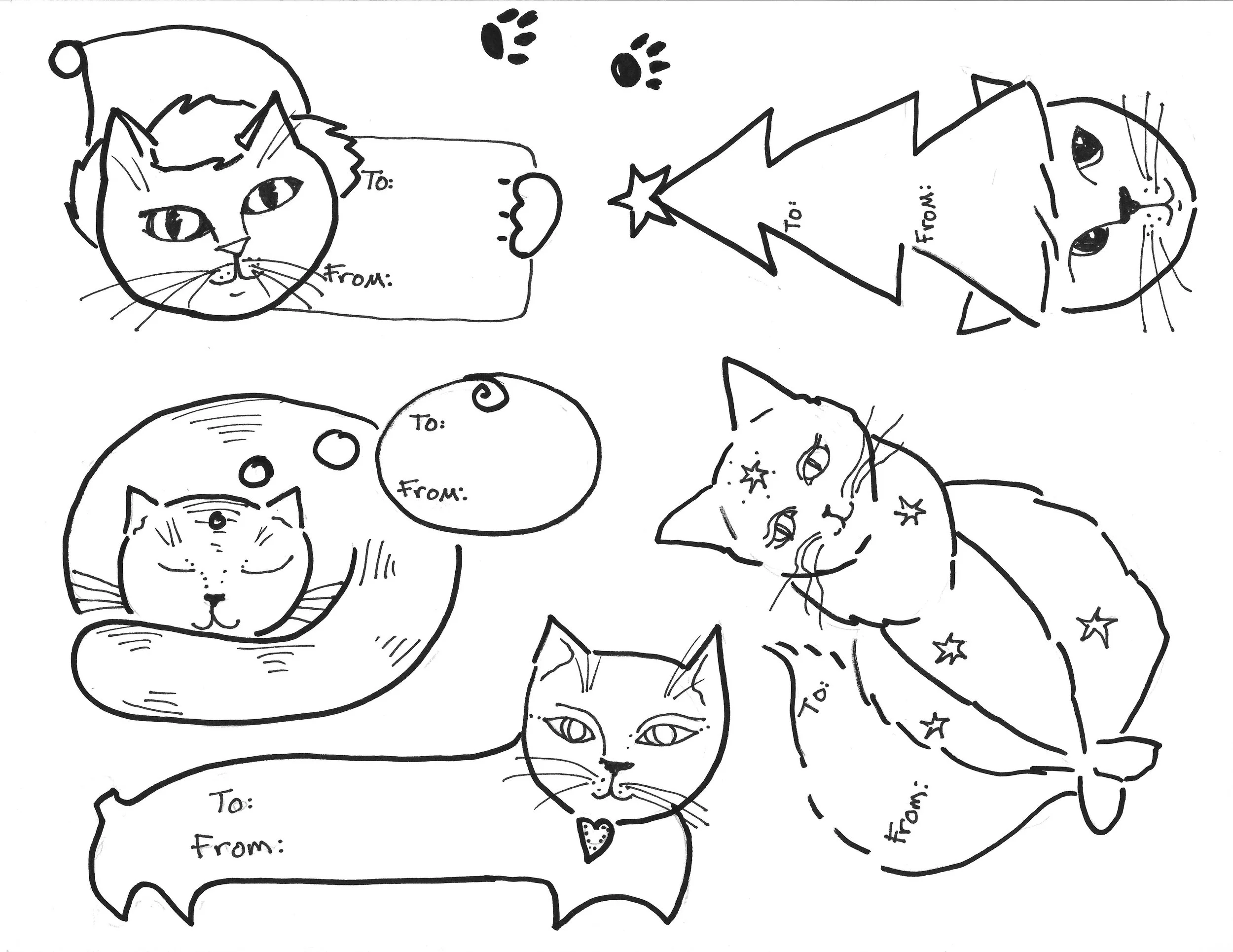 Cloud Cats gift tags sheet- Free download