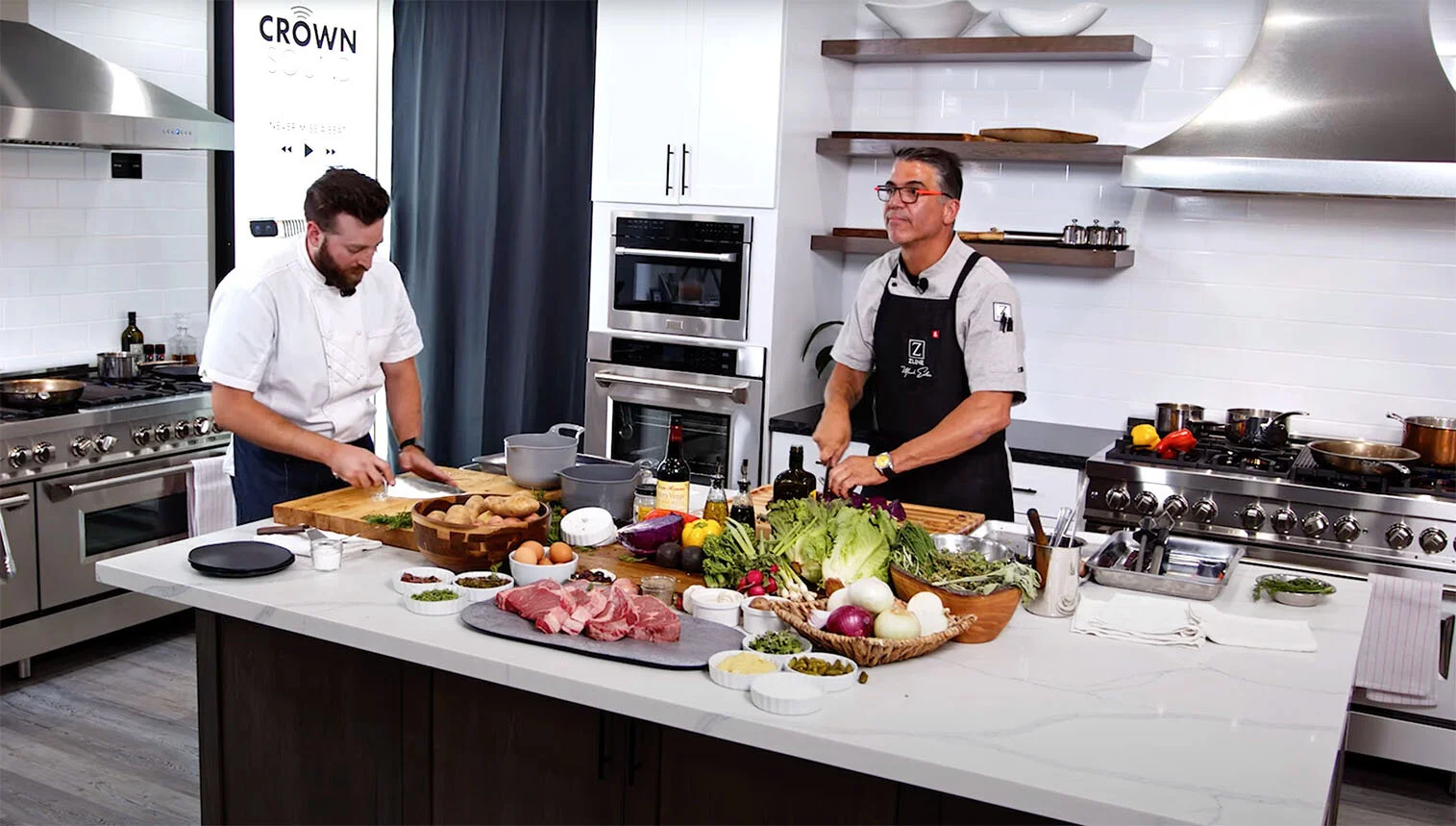 Mark Estee having a cook-off with Matt Biondi