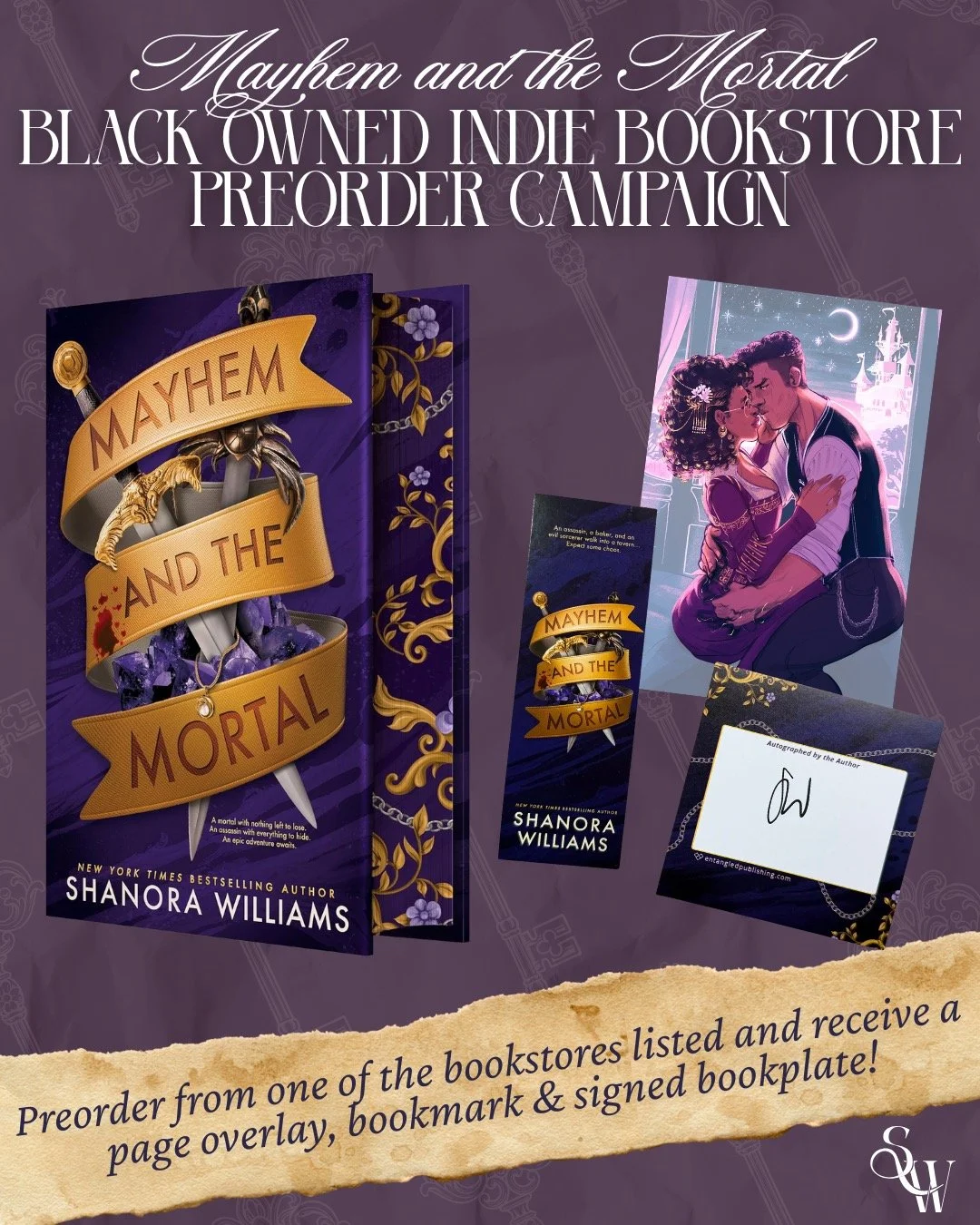 Hey y'all! 💜✨
I&rsquo;m so excited and honored to announce that I'm teaming up with some of our favorite Black Owned Indie Bookstores for a Mayhem and the Mortal Preorder Incentive Campaign! 

My goal is always to lead with intention and to give bac