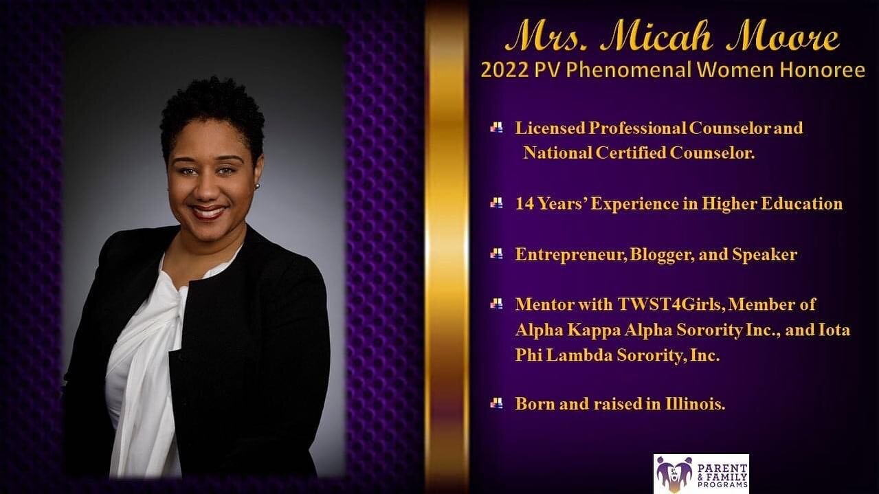 Congratulations to the Micah Moore, Founder and Lead Psychotherapist of Guided BreakThrough, PLLC on being honored as a &ldquo;2022 Women&rsquo;s History Month PV Phenomenal Woman&rdquo; through the office of @pvamupantherparent ! 

Congratulations t