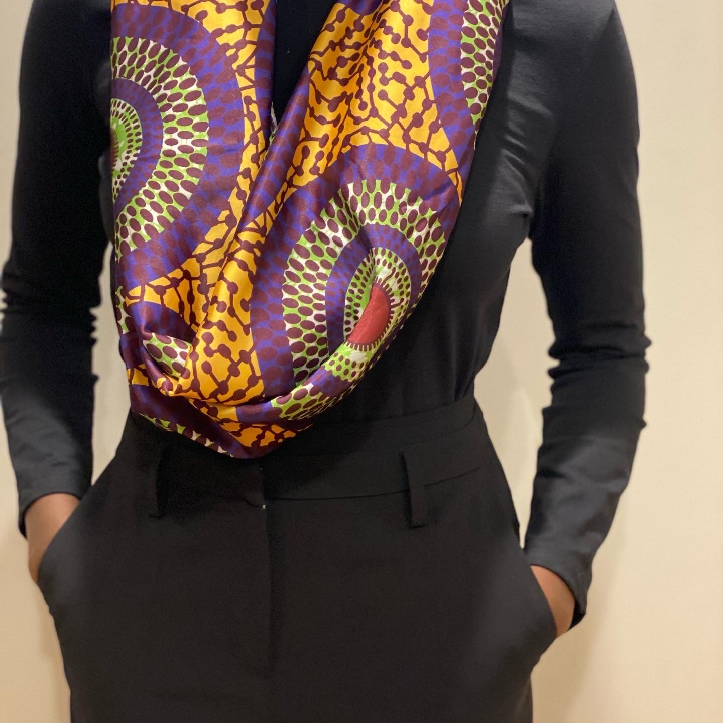 African print satin scarf