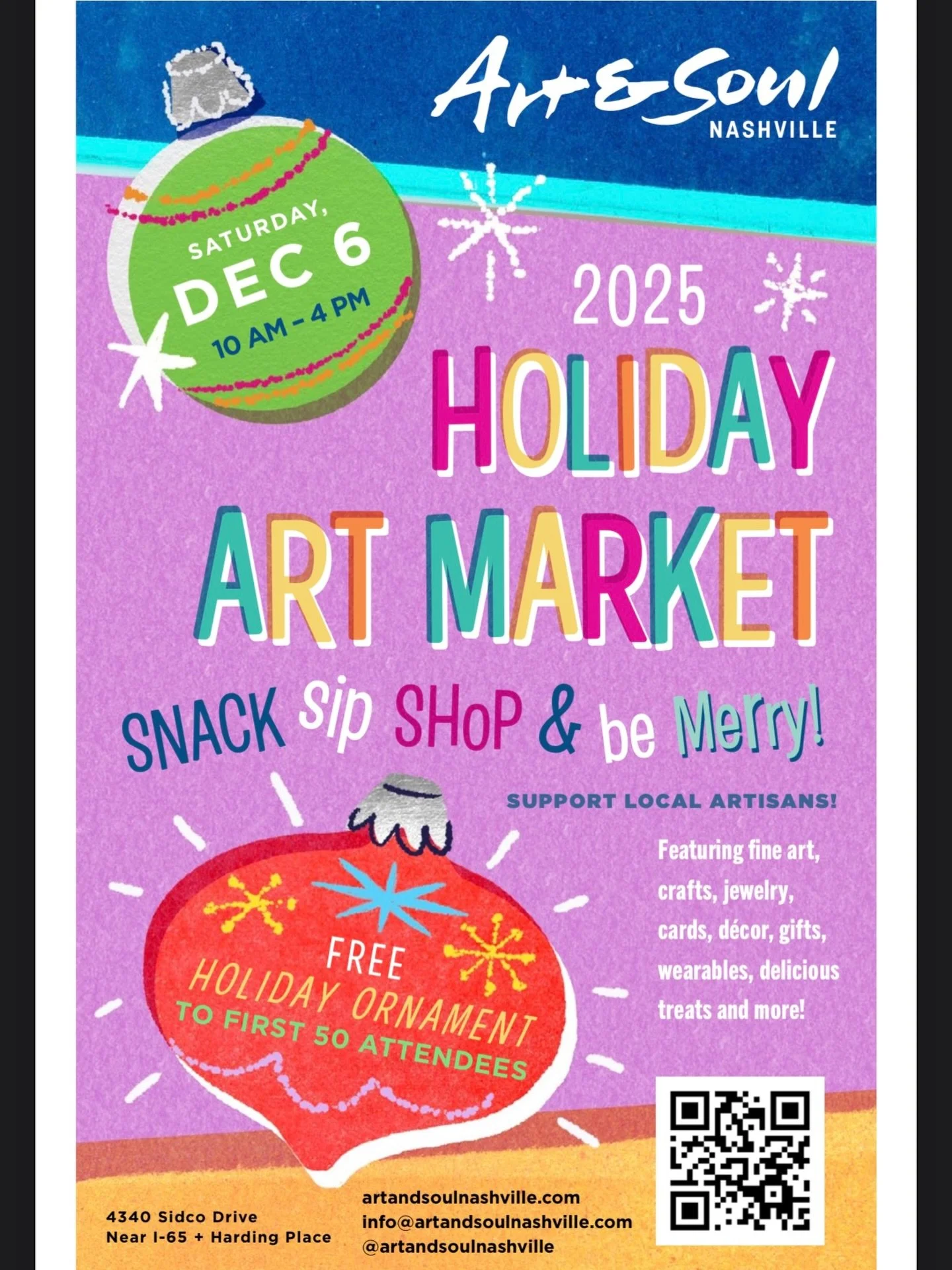 🎄✨ This Saturday! ✨🎄
We&rsquo;re so excited to once again join forces with the wonderful @artandsoulnashville for their Annual Holiday Art Market&mdash;a beautiful gathering of talented local makers (including yours truly!) sharing their handmade w