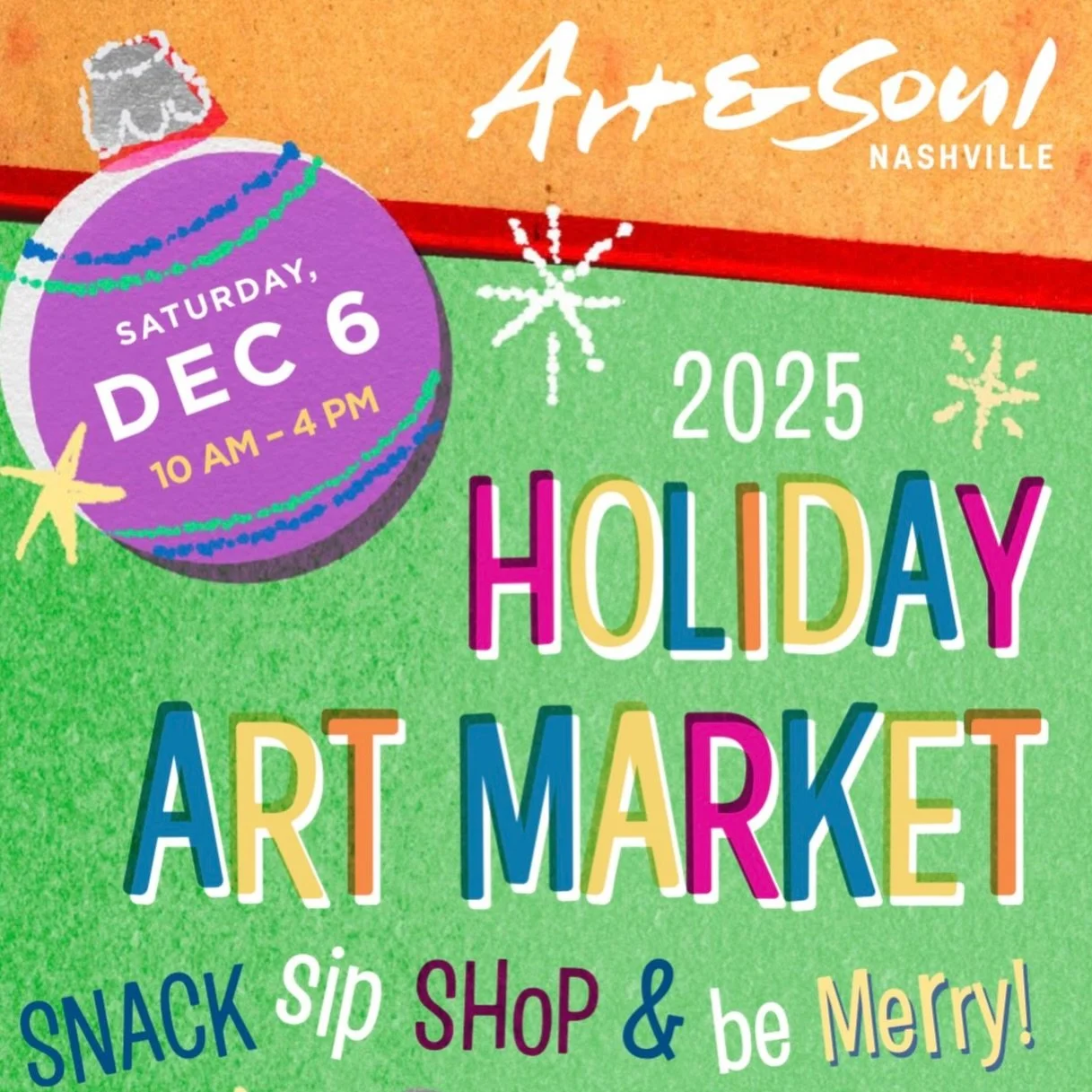 🌟 TODAY IS THE DAY! 🌟

Come celebrate the start of the holiday season with us at the Annual Art &amp; Soul Holiday Art Market! I&rsquo;m so grateful to once again be surrounded by this wildly talented and creative community&mdash;and to share my ha