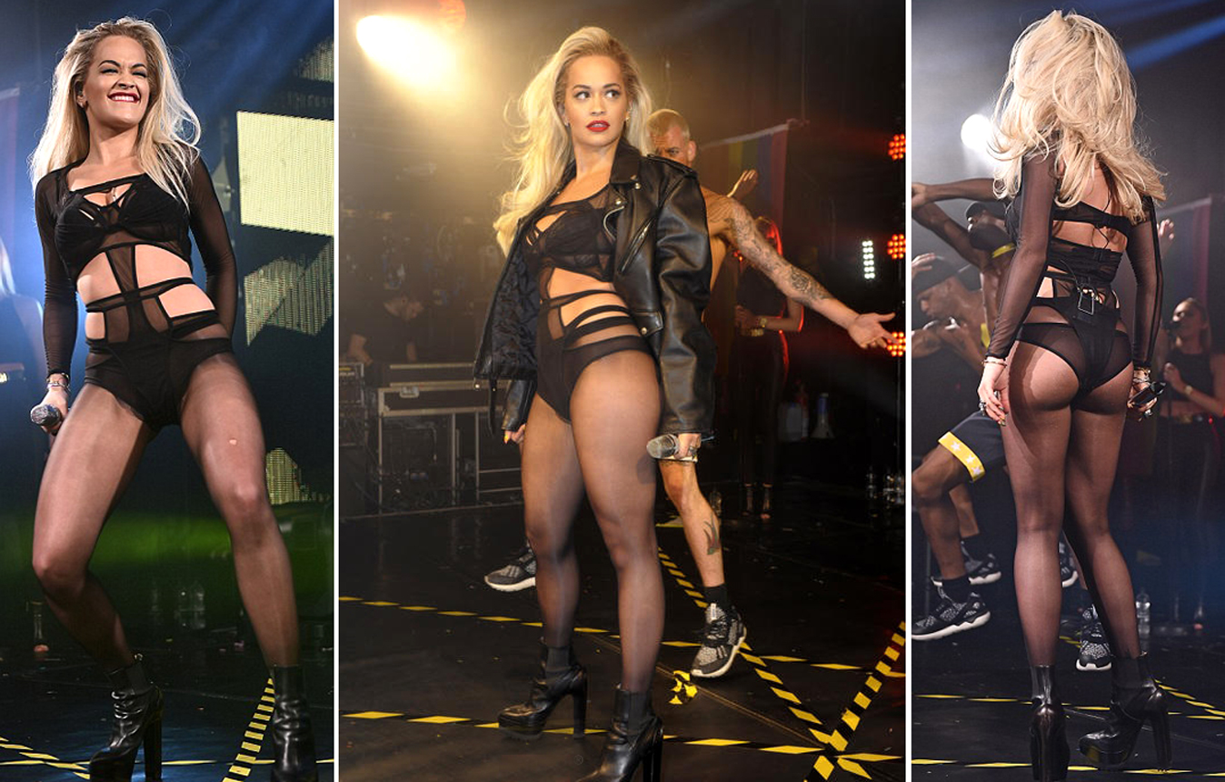 RITA ORA wearing her BAO TRANCHI bodysuit for her performance at G-A-Y nightclub for London Pride 2015