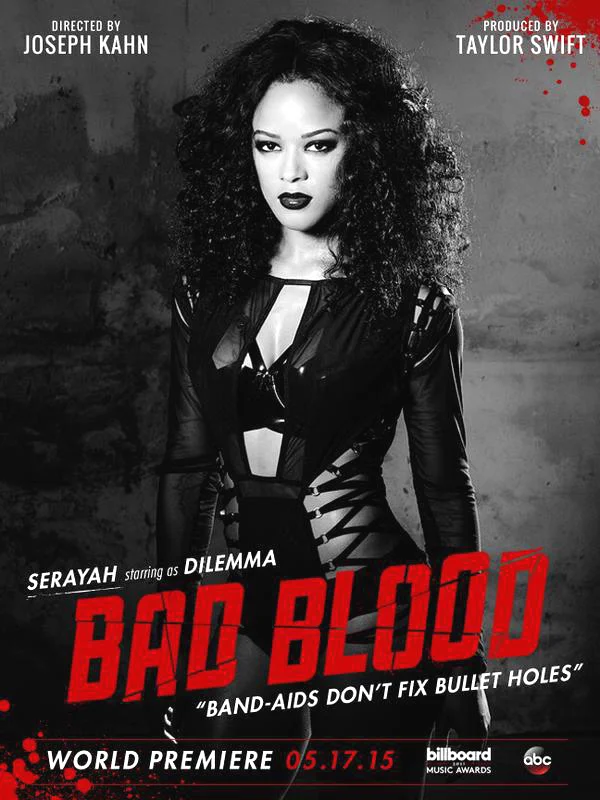 Serayah McNeil wearing BAO TRANCHI bodysuit for Taylor Swift "Bad Blood" Music video