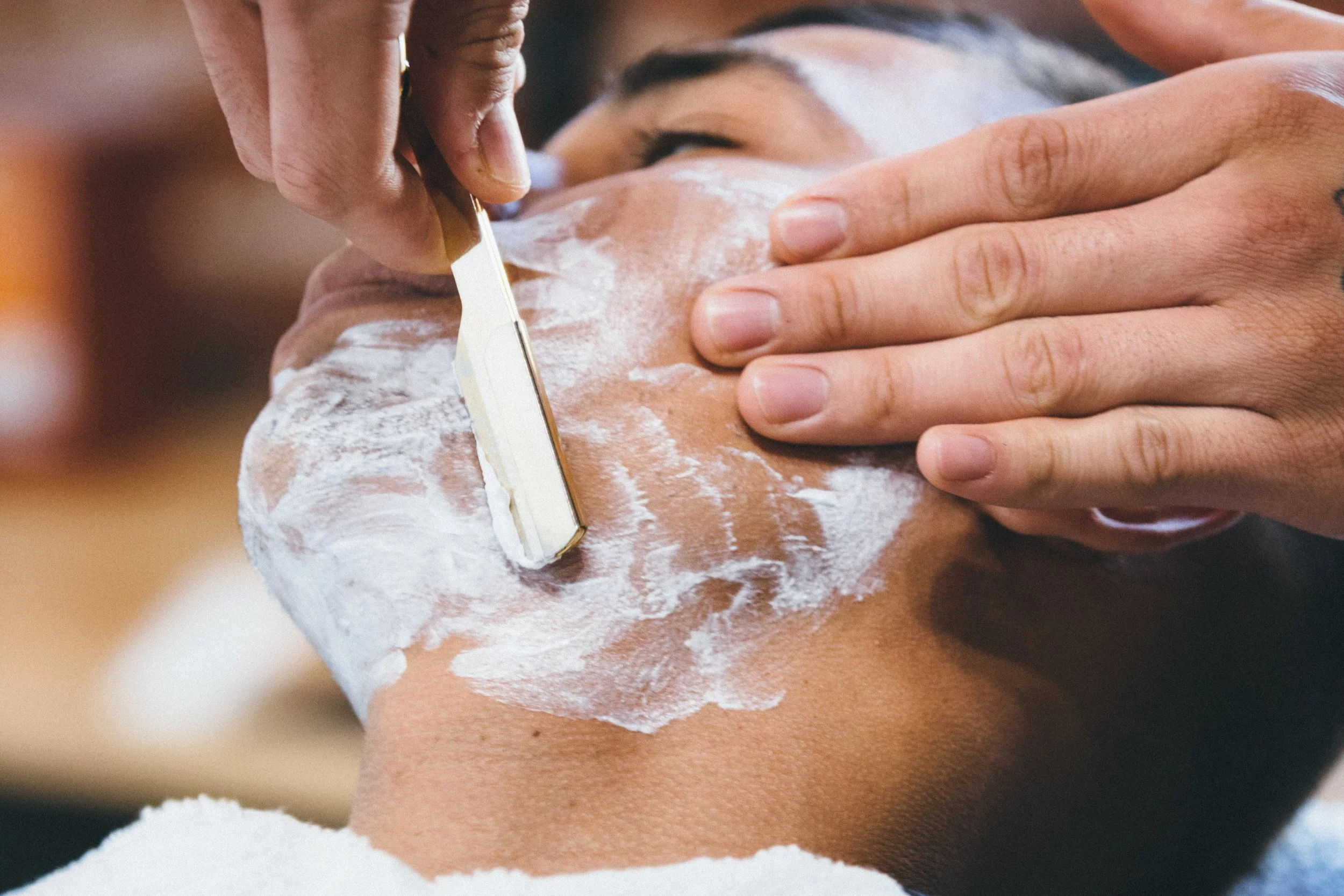 gold straight razor shave shave cream barber shop Oliver Club