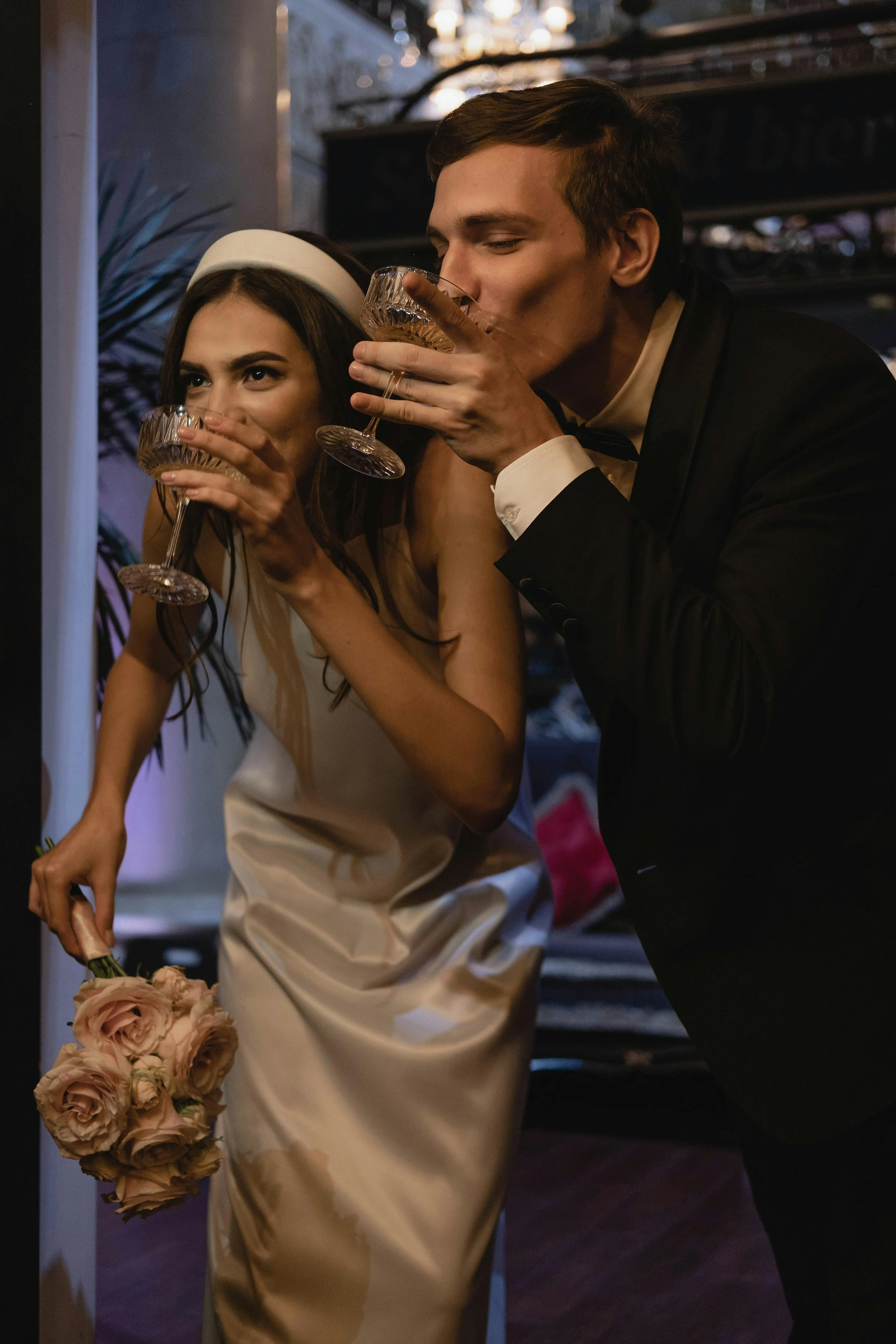 A Wedding couple enjoying a bespoke cocktail cocktail service in Sussex
