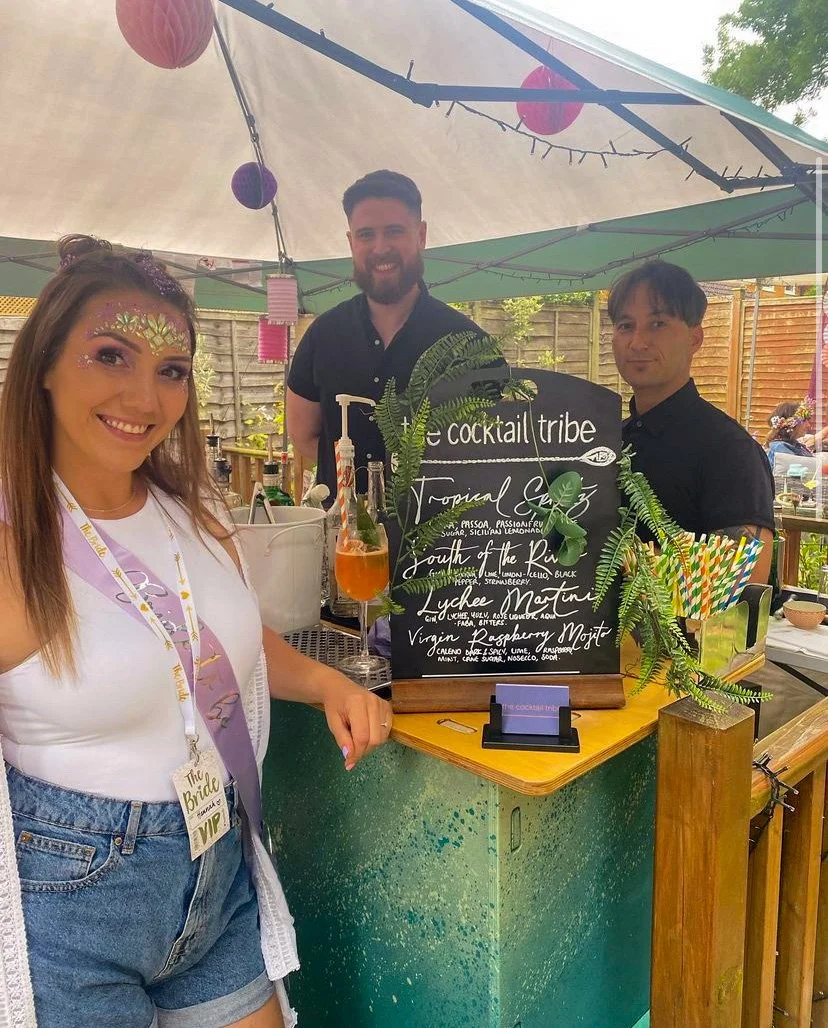 The Cocktail Tribe serving a garden party hen do a bespoke cocktail experience Brighton & Hove