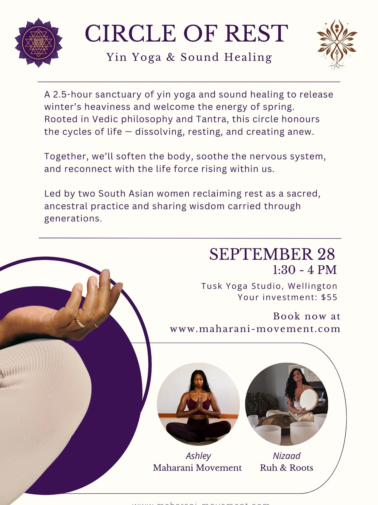 It’s time to shed the winter energy to plant new seeds for spring! Come and join @nizaads and me at the Circle of Rest for some Yin Yoga and Sound Healing. 
Less than two weeks to go and we are half full so a reminder to grab your spot if you