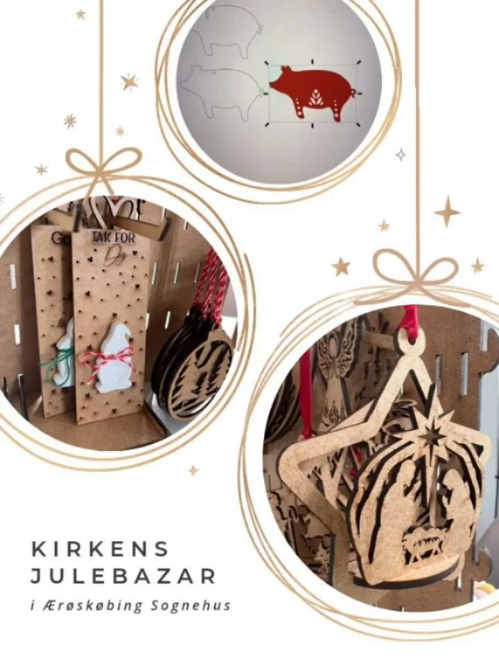 Denne l&oslash;rdag den 29. november kan du bes&oslash;ge kirkens julebazar i &AElig;r&oslash;sk&oslash;bing Sognehus fra kl. 10 til 16. Her finder du strik, papirarbejde og &ndash; som noget helt s&aelig;rligt &ndash; lasersk&aring;rne juledekoratio
