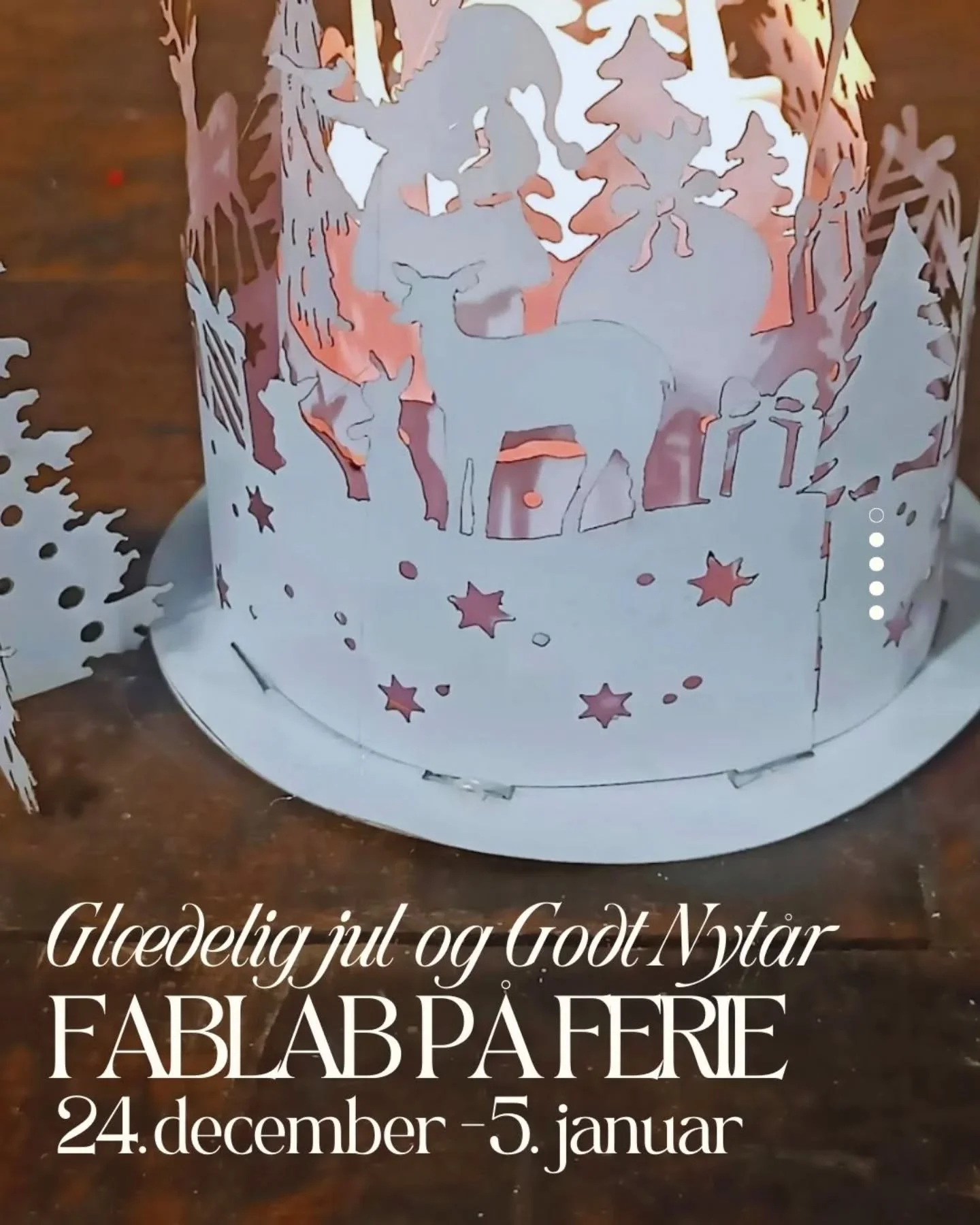 FabLab &AElig;r&oslash; holder juleferie 🎄
Vi har lukket fra d. 24. december til og med d. 5. januar.

Tak for et fantastisk &aring;r fyldt med id&eacute;er, projekter og f&aelig;llesskab 💡

Vi &oslash;nsker jer alle en rigtig gl&aelig;delig jul og