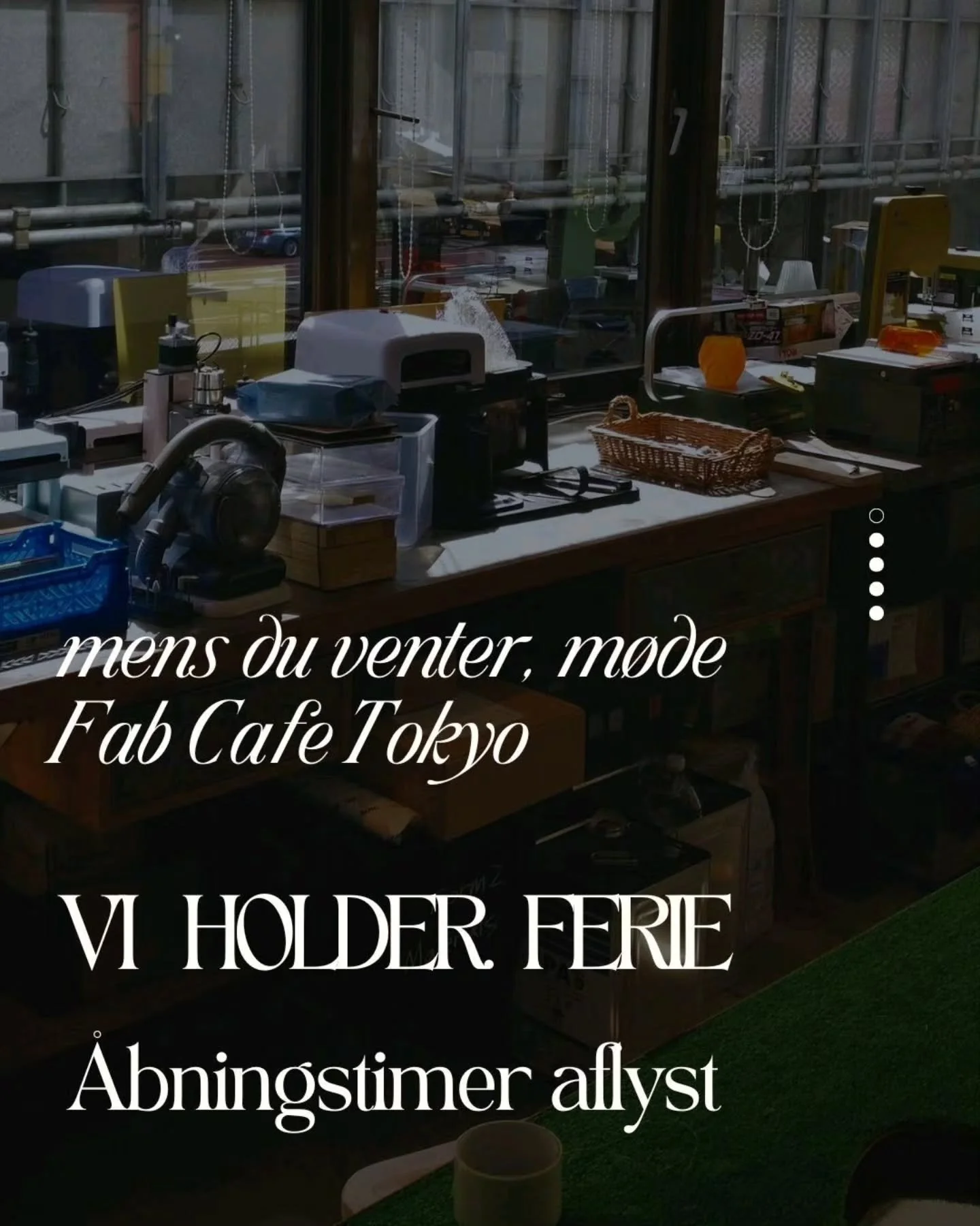 🔧 FabLab &AElig;r&oslash; holder stadig ferielukket &ndash; men vi finder masser af inspiration undervejs 🌏

Denne gang gik turen til FabCafe Tokyo i Shibuya &ndash; det allerf&oslash;rste FabCafe, &aring;bnet i 2012, hvor caf&eacute; og digital fa