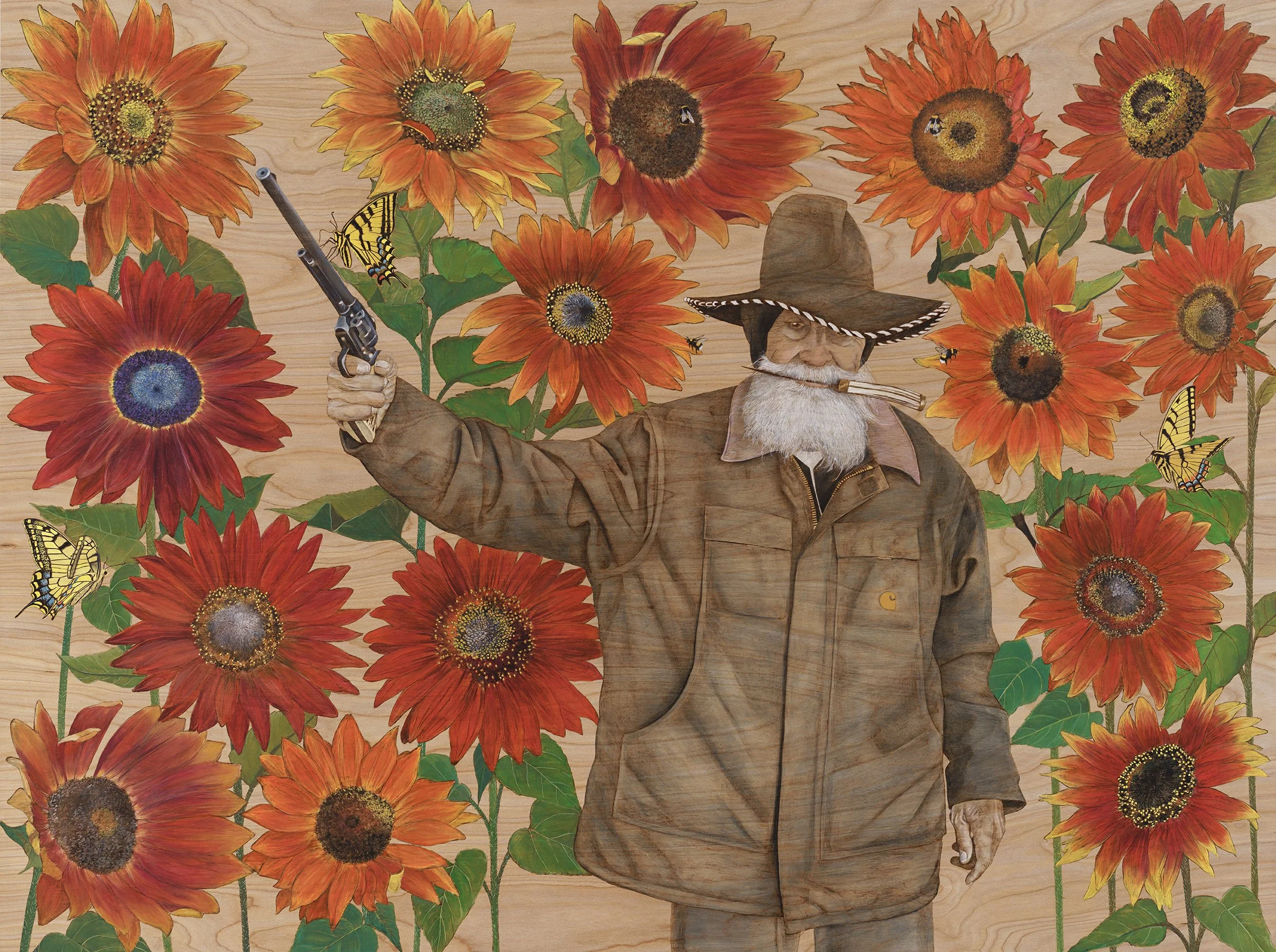 The Last Living Cowboy
Wood Burning/Wax Pigment/Watercolor
48 x 36 in.
