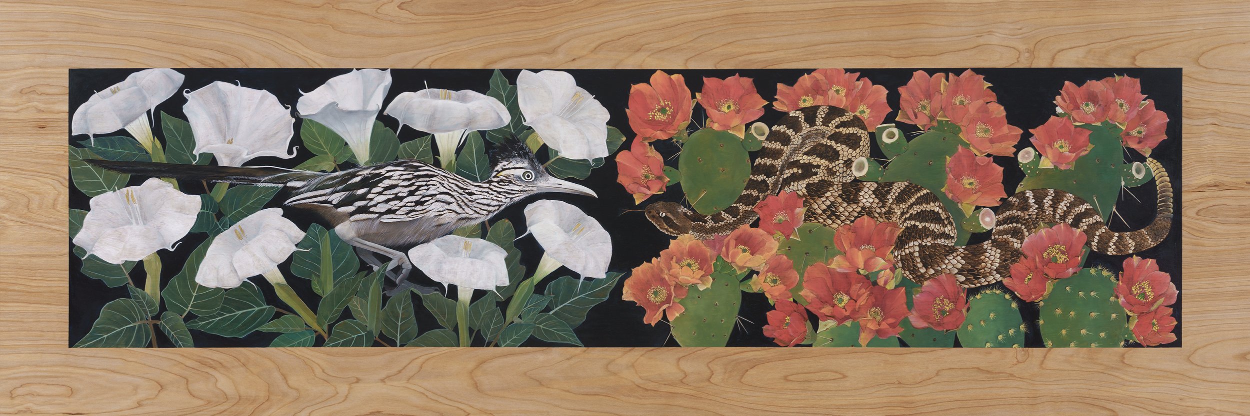 The Tale You Feed
Woodburning/Wax Pigment
72 x 24 in. 
