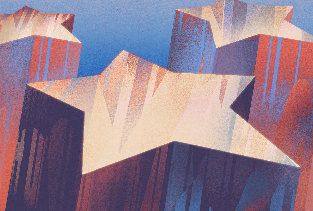 Illustration of stars shooting upward