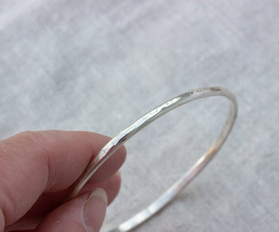 slim silver sparkly bangle