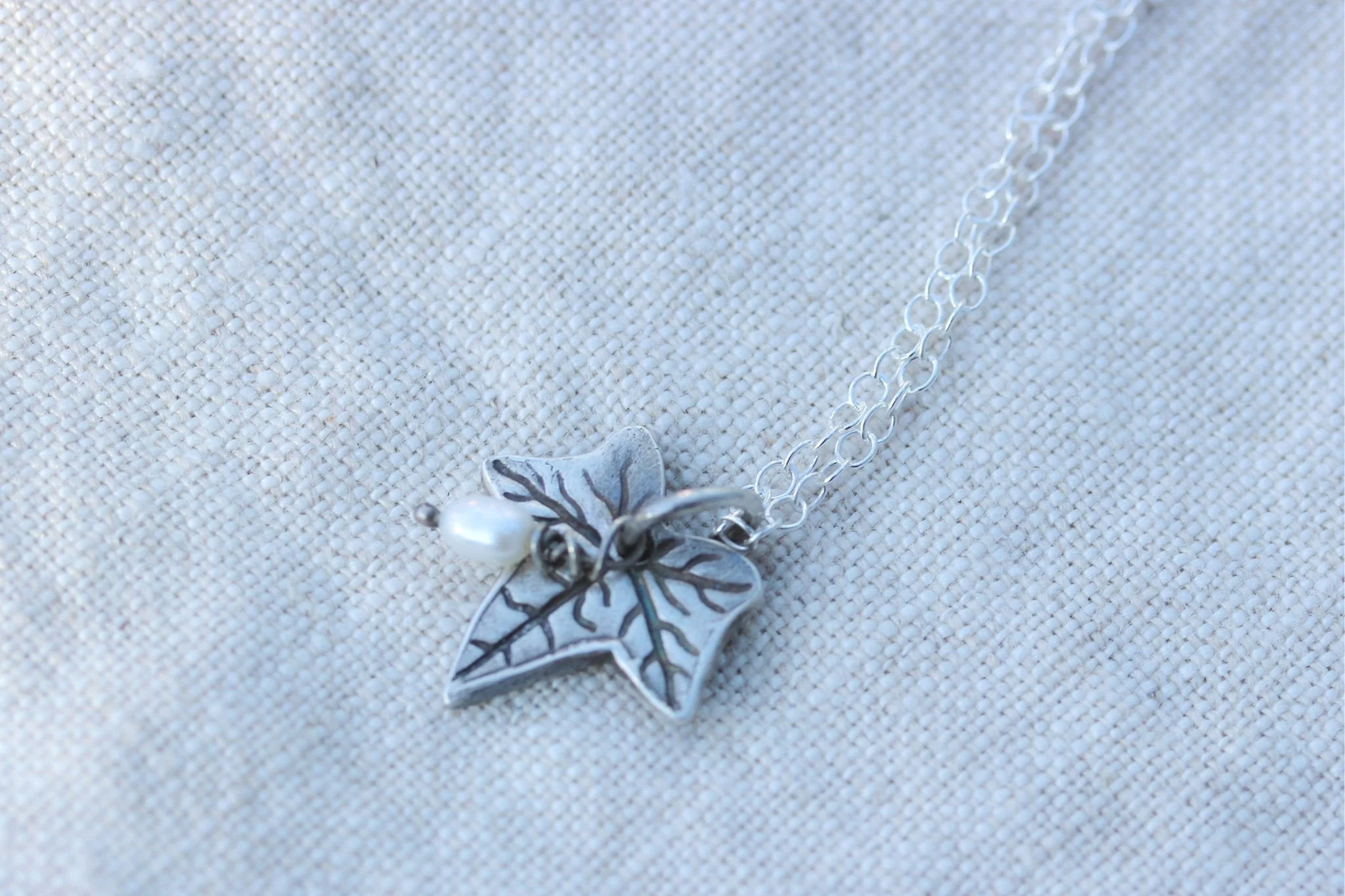 silver ivy leaf pendant handmade silver botanical jewellery